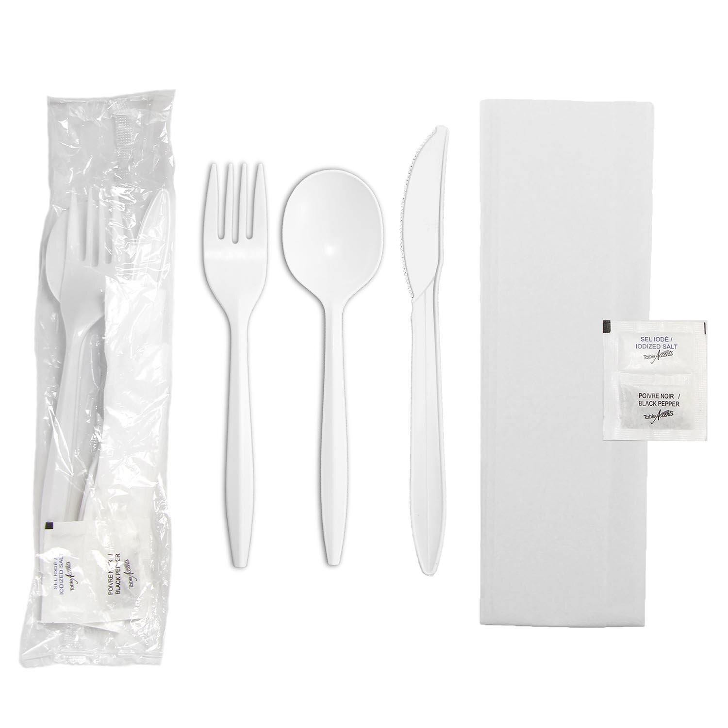 6-Piece White Plastic Cutlery Pack x500