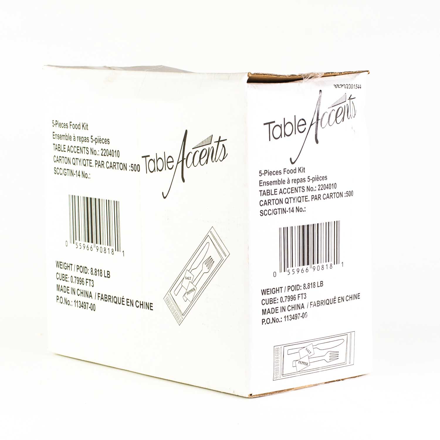 6-Piece White Plastic Cutlery Pack x500