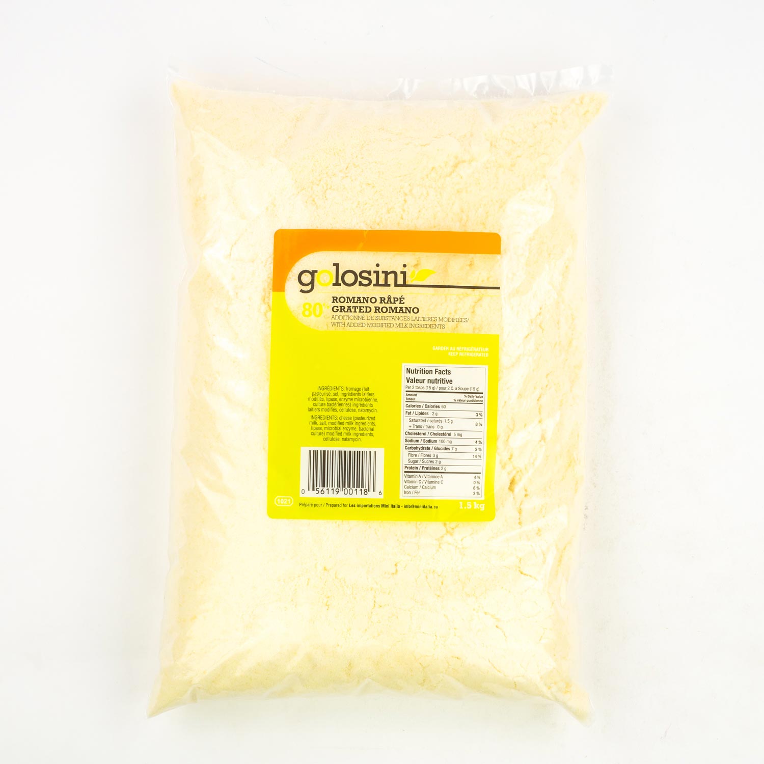 80% Romano Grated Cheese 1.5 kg