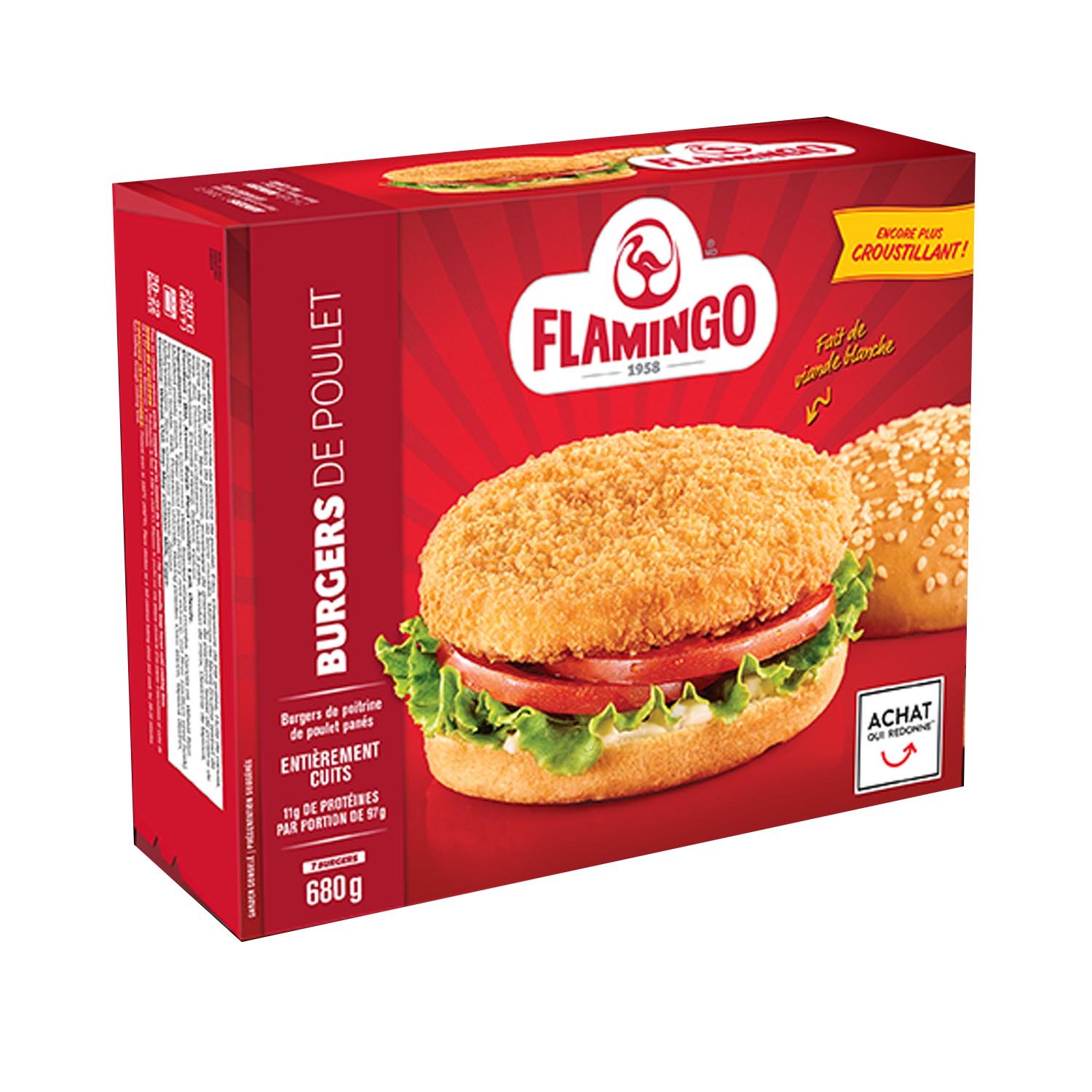 Frozen Cooked and Breaded Chicken Breast Burger 680 g