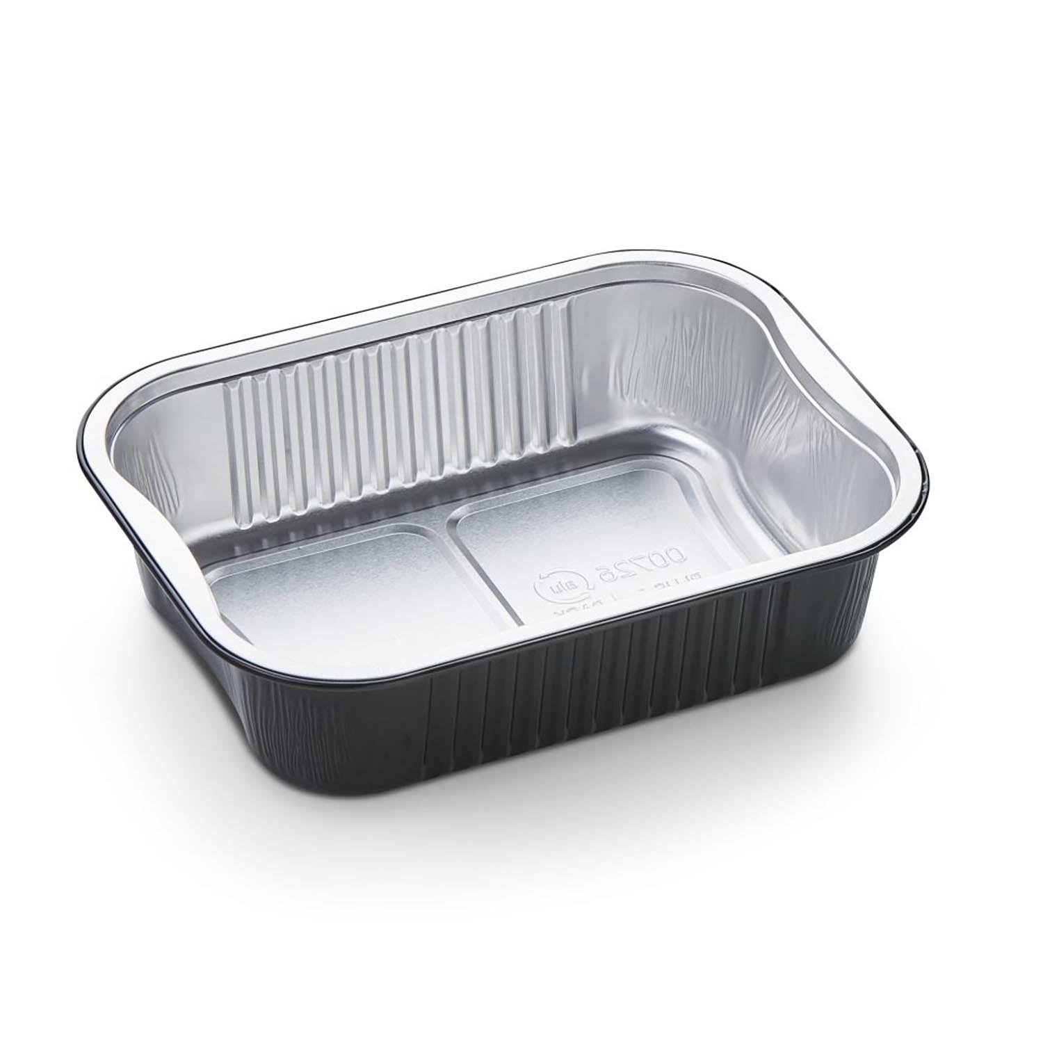 Combo Rectangular Black Aluminum Container with Lid 725 ml / 24oz