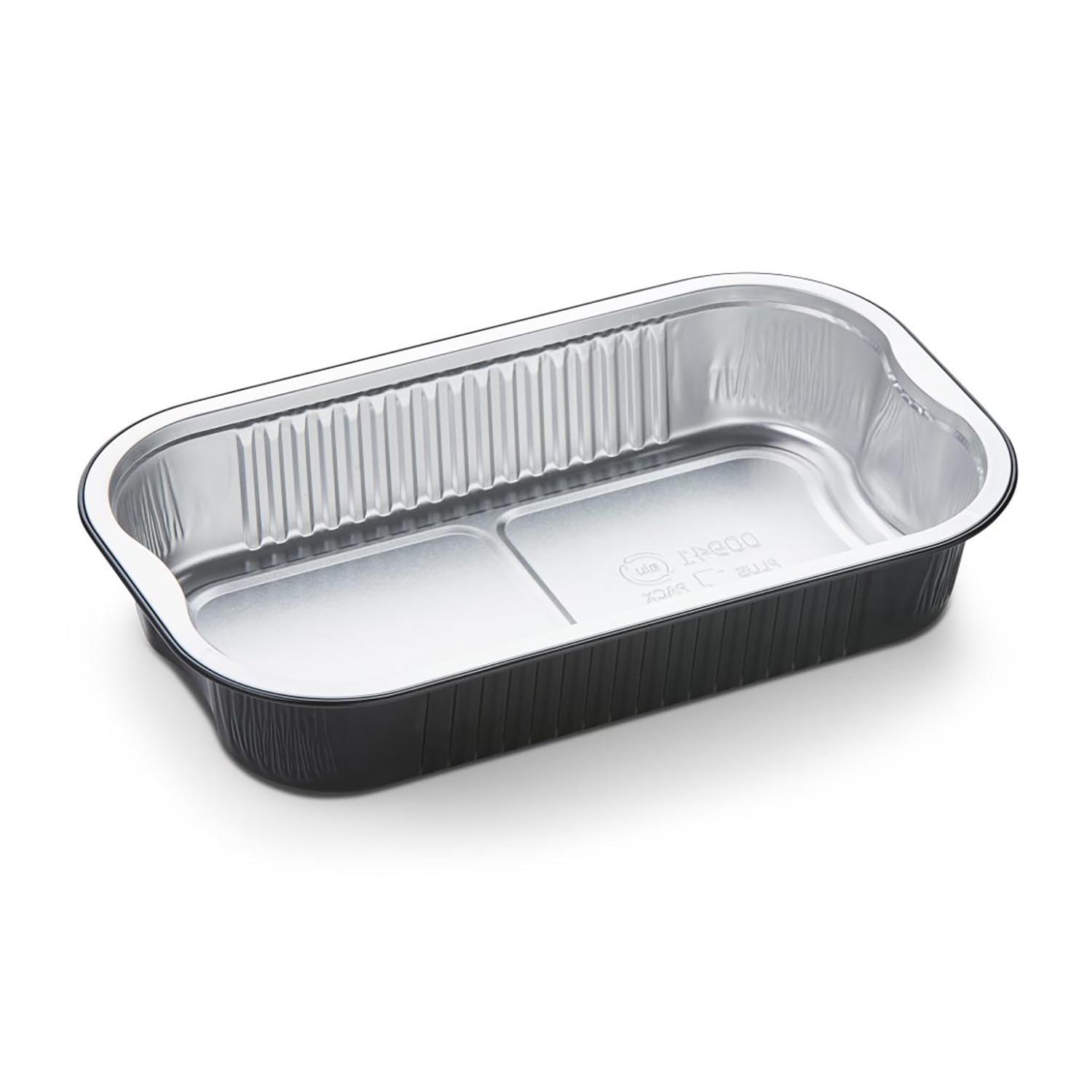 Combo Rectangular Black Aluminum Container with Lid 32 oz / 940 ml