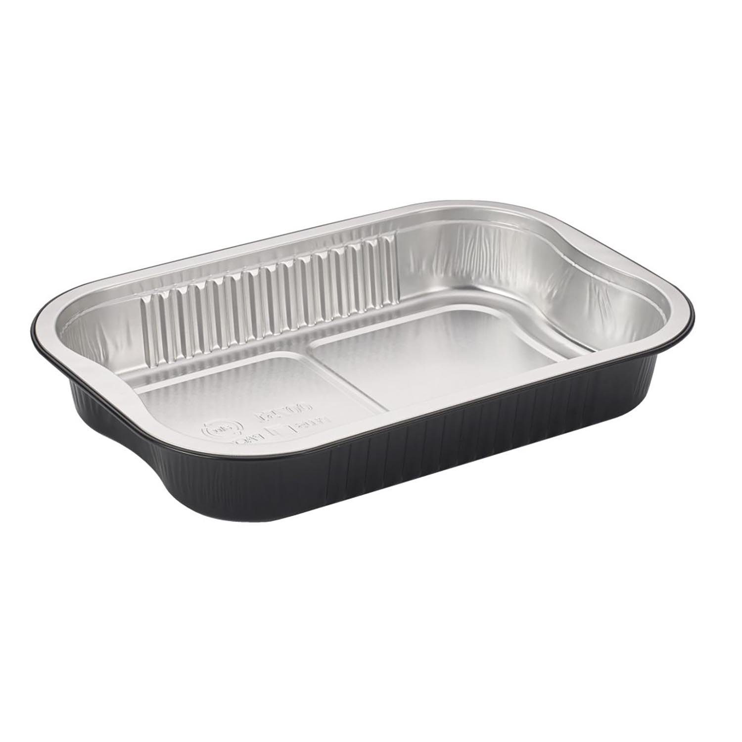 Combo Rectangular Black Aluminum Container with Lid 25 oz / 751 ml
