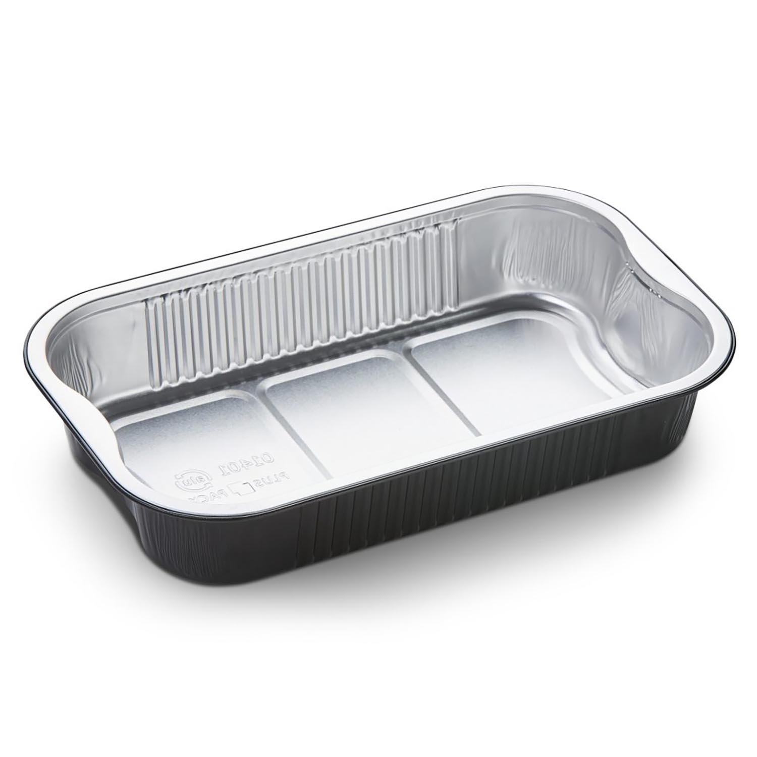 Combo Rectangular Aluminum Black Container with Lid 48 oz / 1419 ml