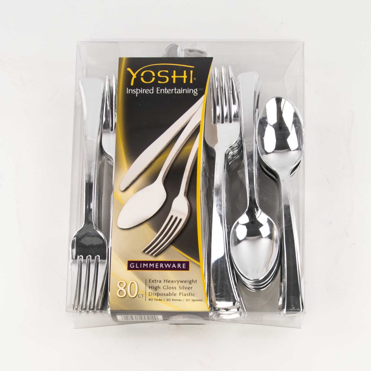 Silver Plastic Cutlery Kit x80