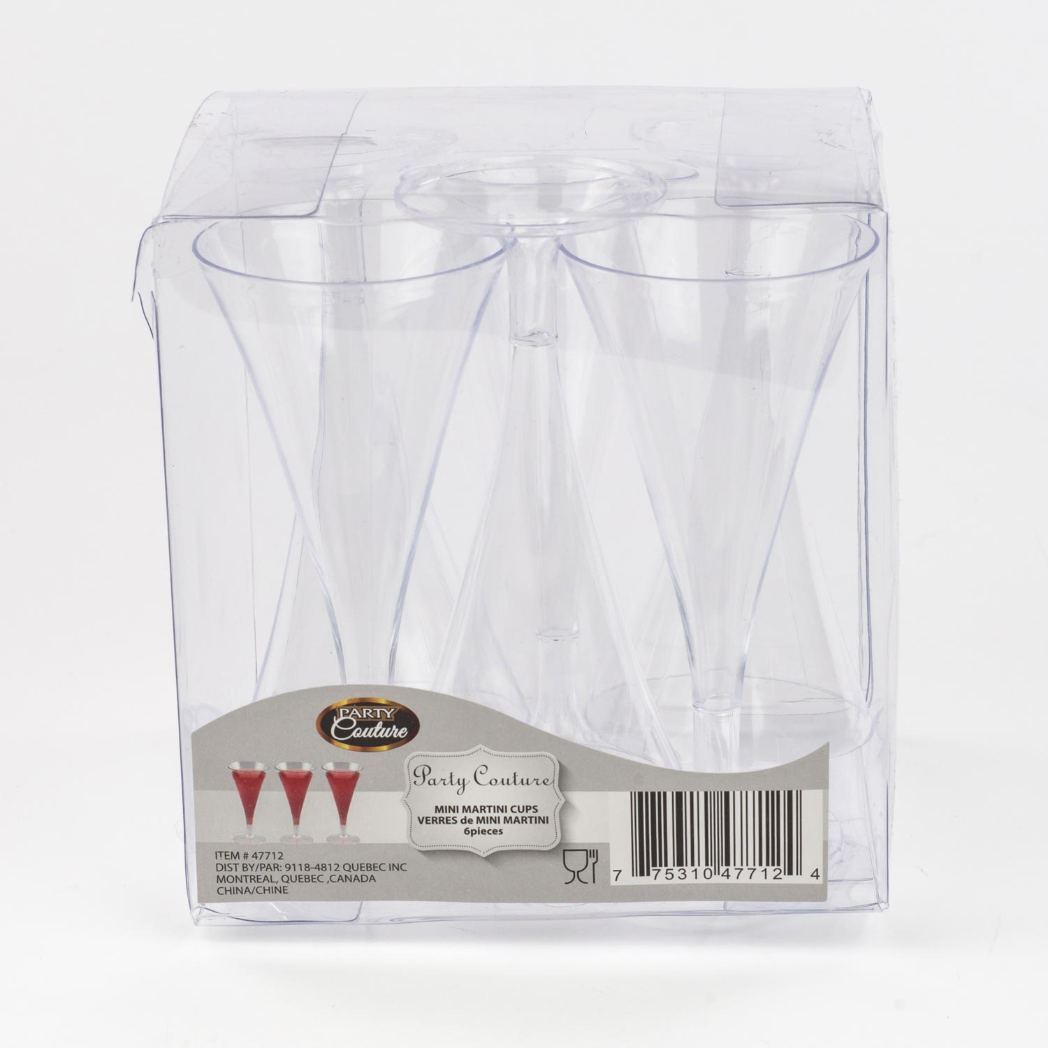 Plastic Martini Glass Mini x6