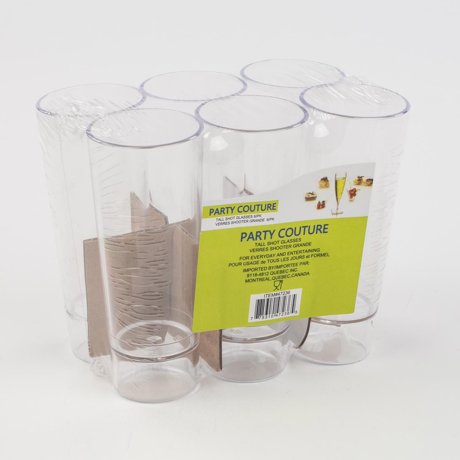 Plastic Tall Shoot Glass x6