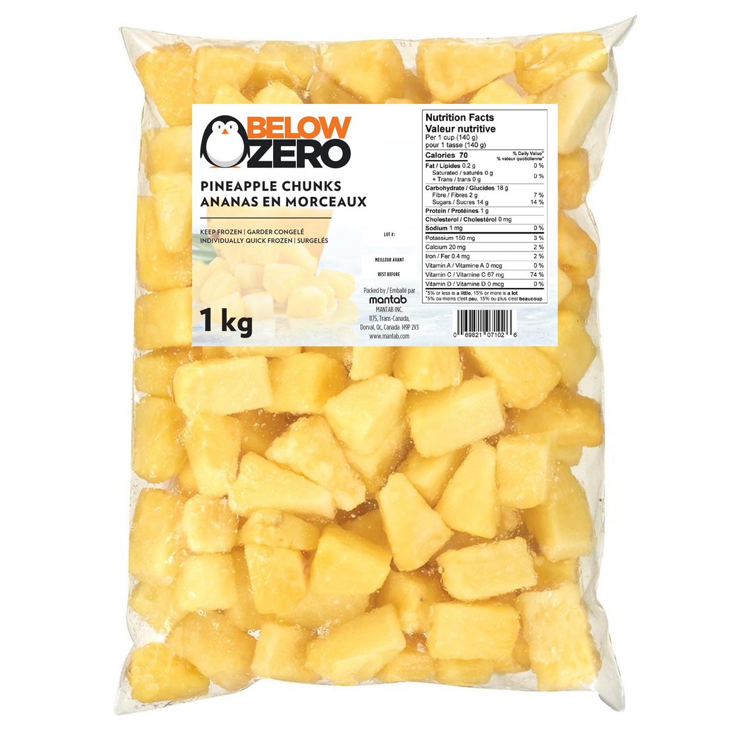 Frozen Pineapple Chunks 1 kg