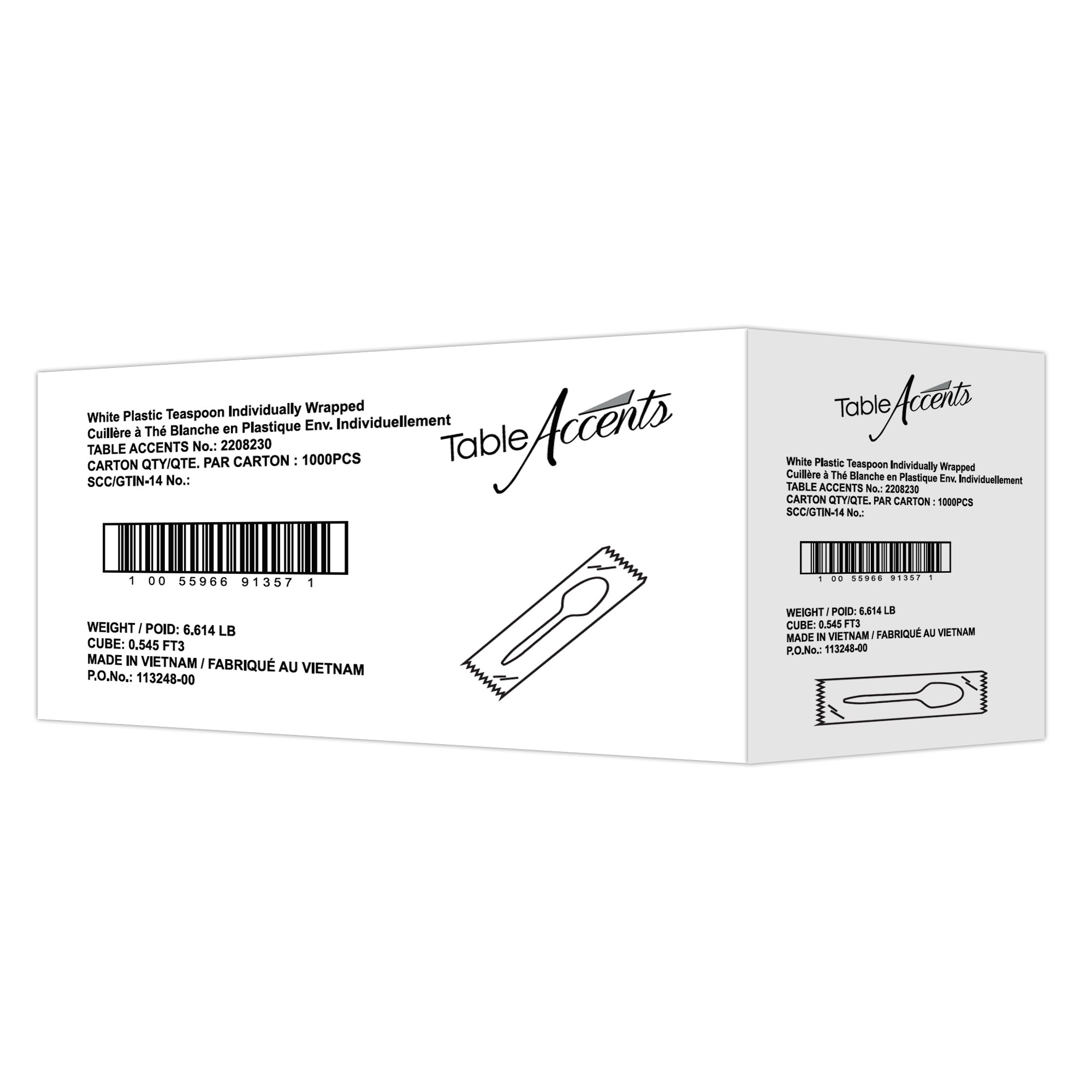 Ind. Wrapped White Plastic Teaspoon x1000-secondary-image