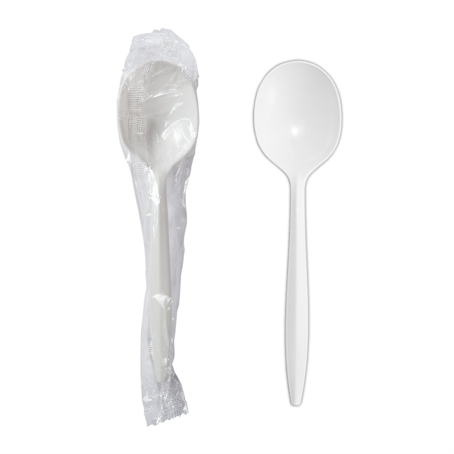 Ind. Wrapped White Plastic Soup Spoon x1000