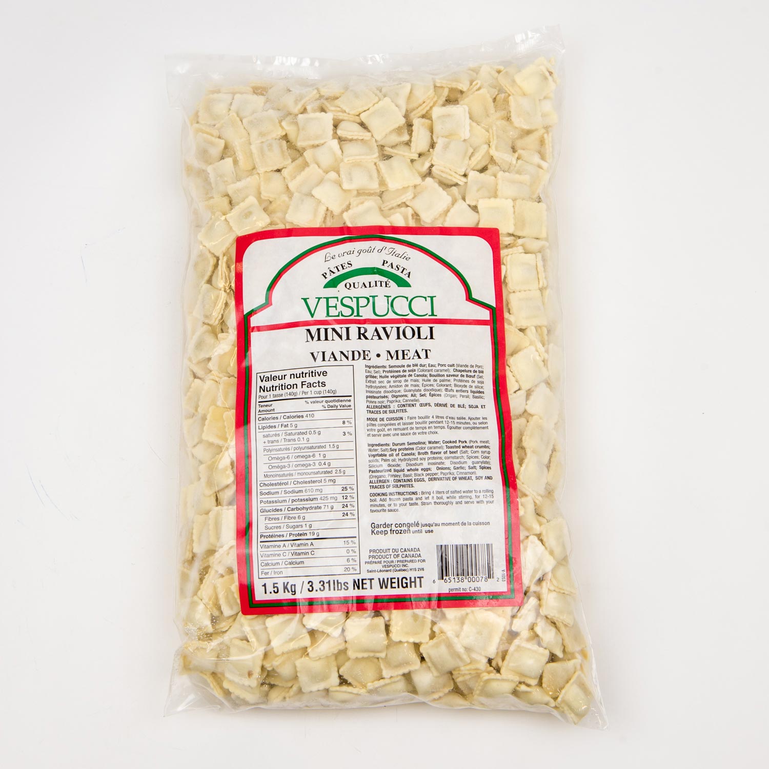 Frozen Meat Mini Ravioli 1.5 kg
