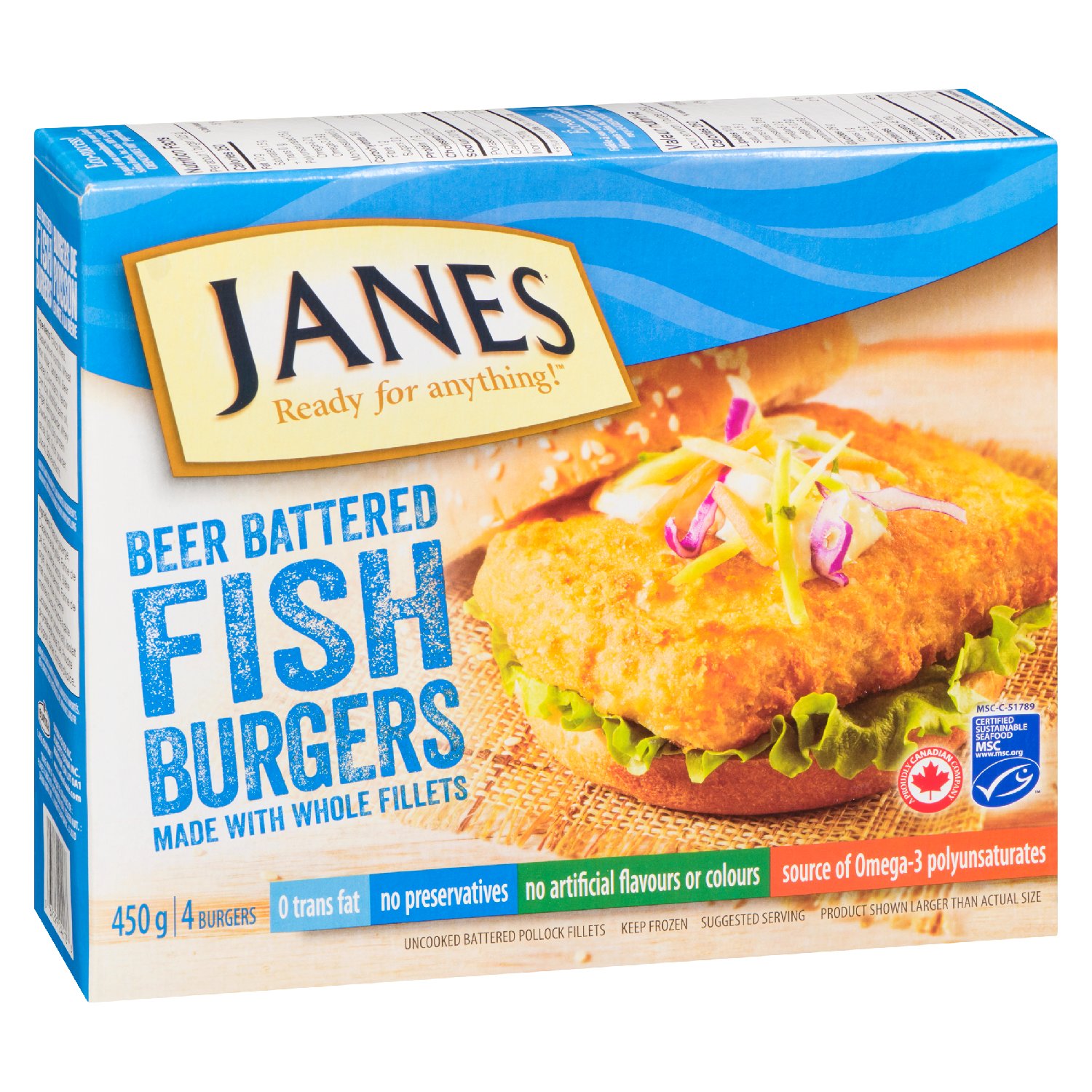 Frozen Beer Battered Fish Burgers 450 g