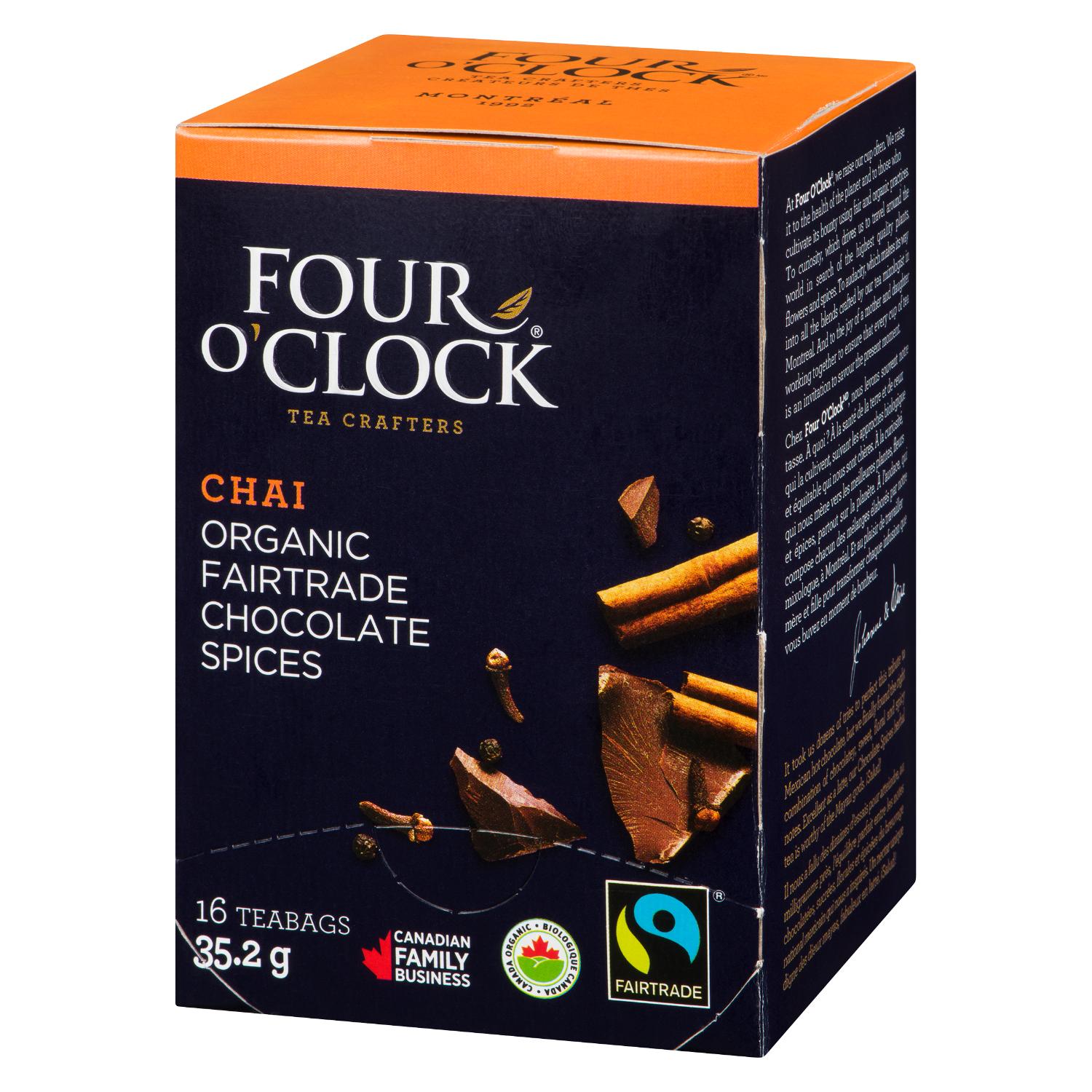 Organic Fairtrade Chocolate Spices Chai Herbal Tea x16