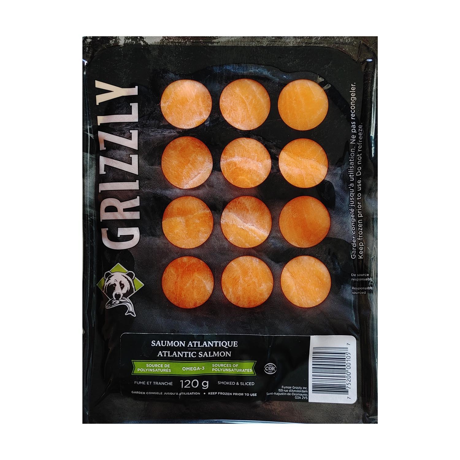 Frozen Sliced Smoked Atlantic Salmon 120 g