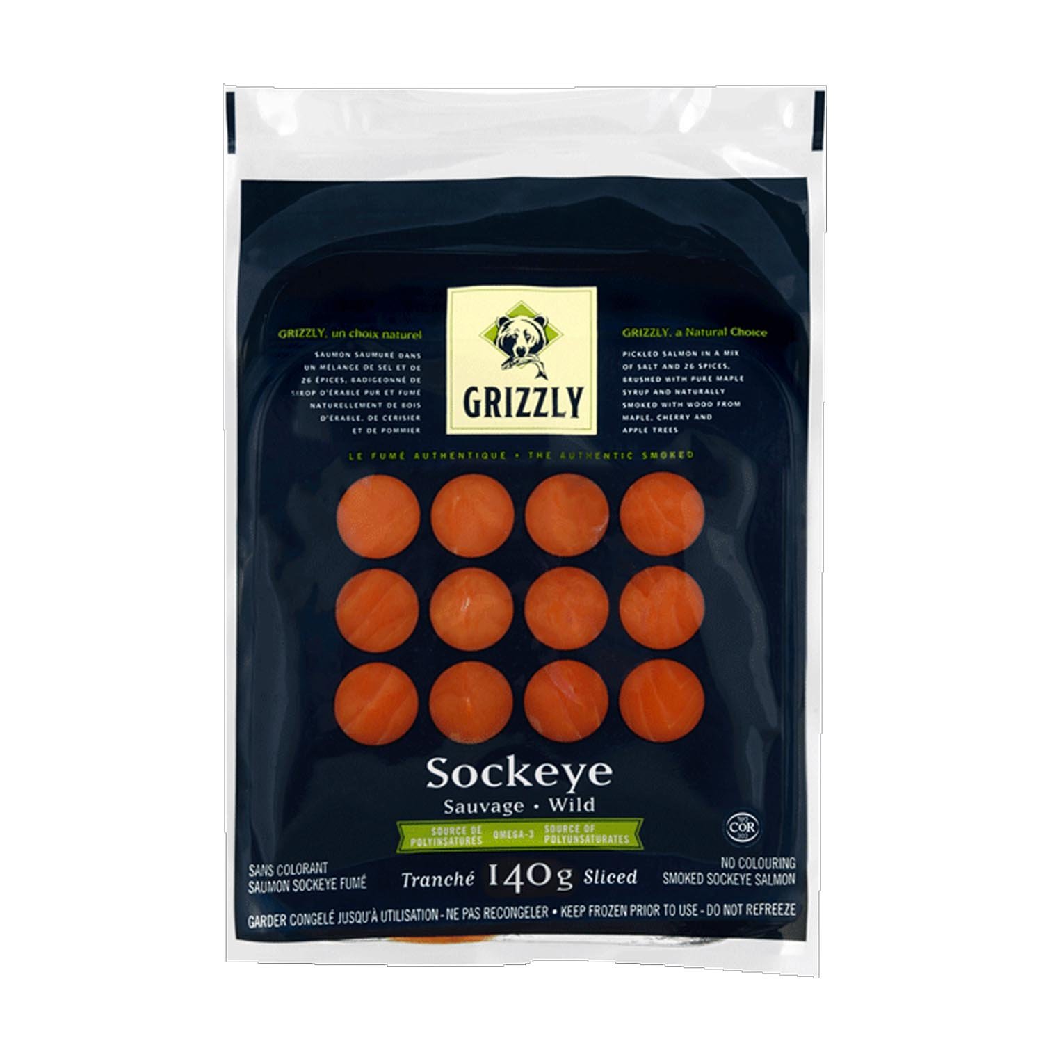 Frozen Sliced Smoked Sockeye Salmon 140 g