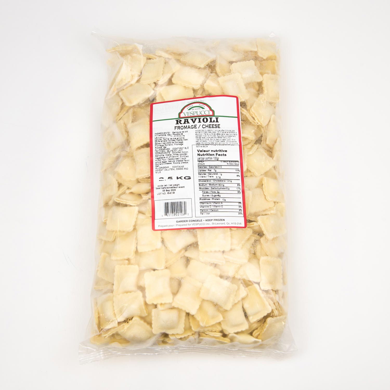 Frozen Cheese Ravioli 2.5 kg