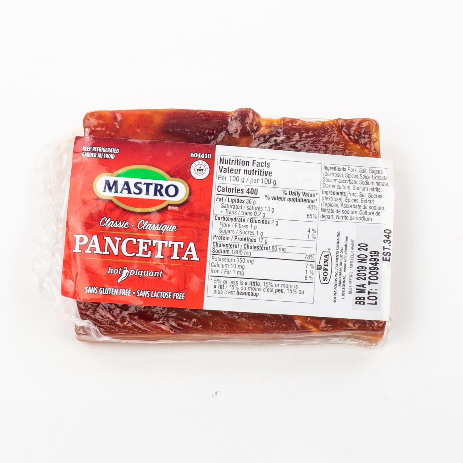 Sliced Hot Pancetta