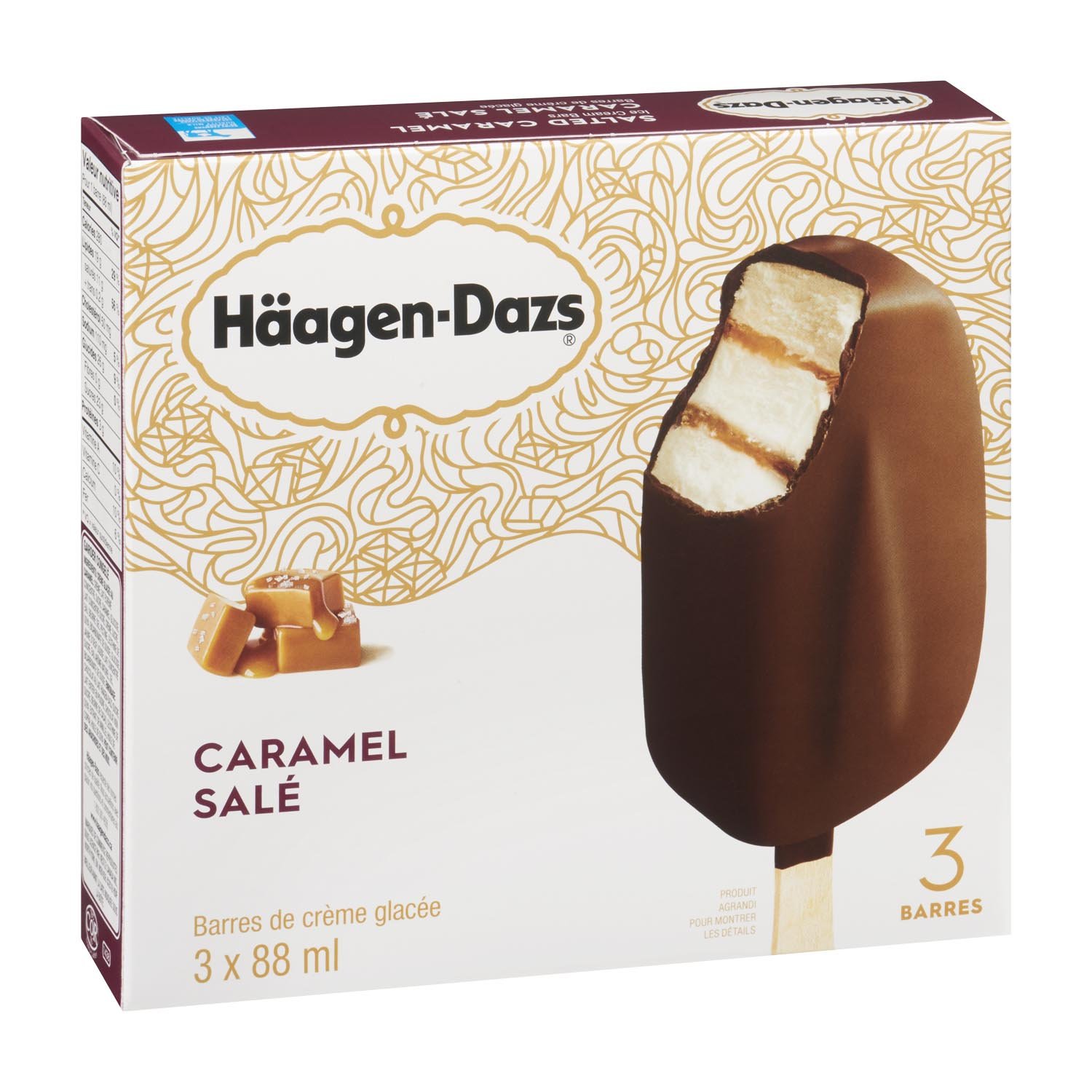 Salted Caramel and Vanilla Ice Cream Bars 88 ml