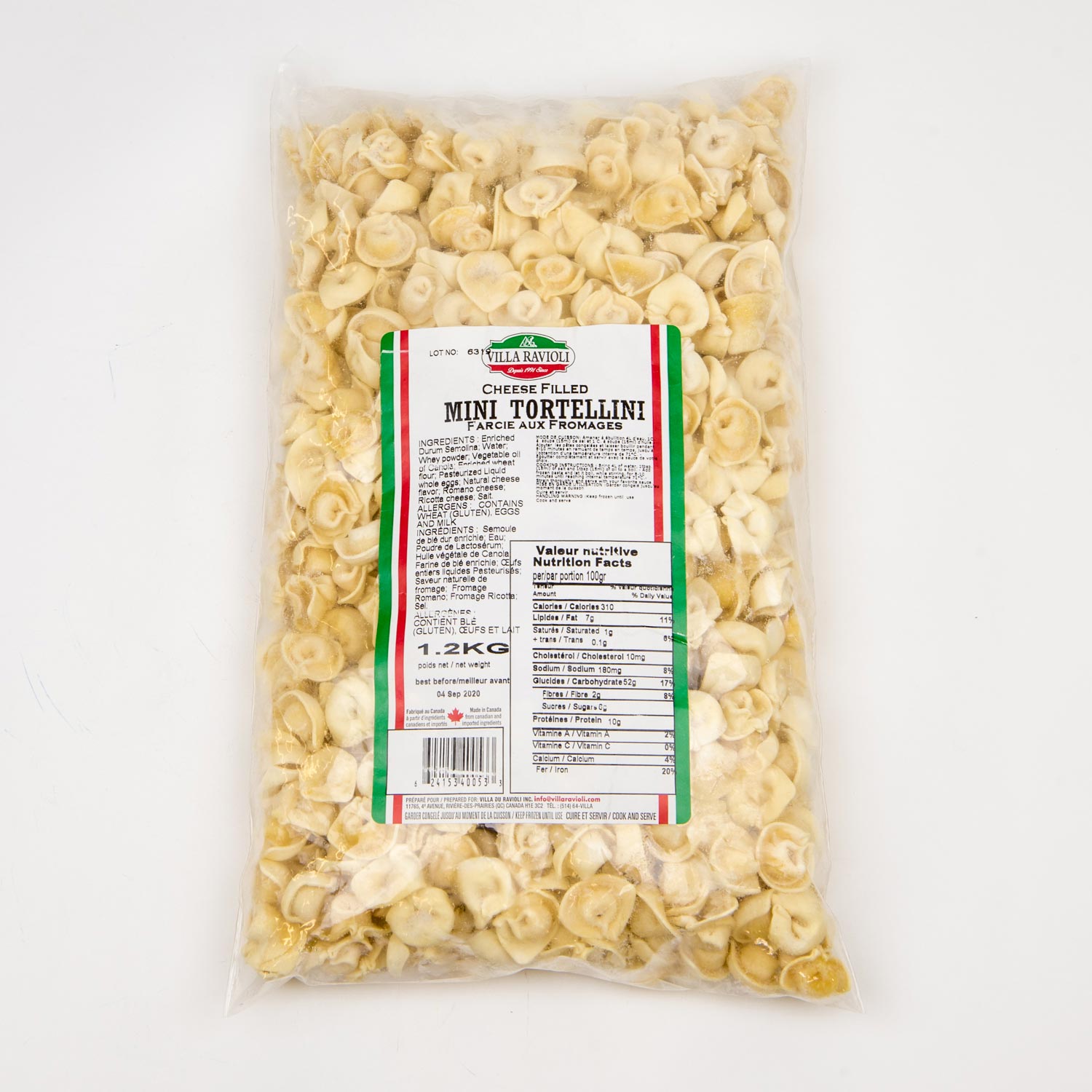 Frozen Cheese Mini Tortellini 1.2 kg