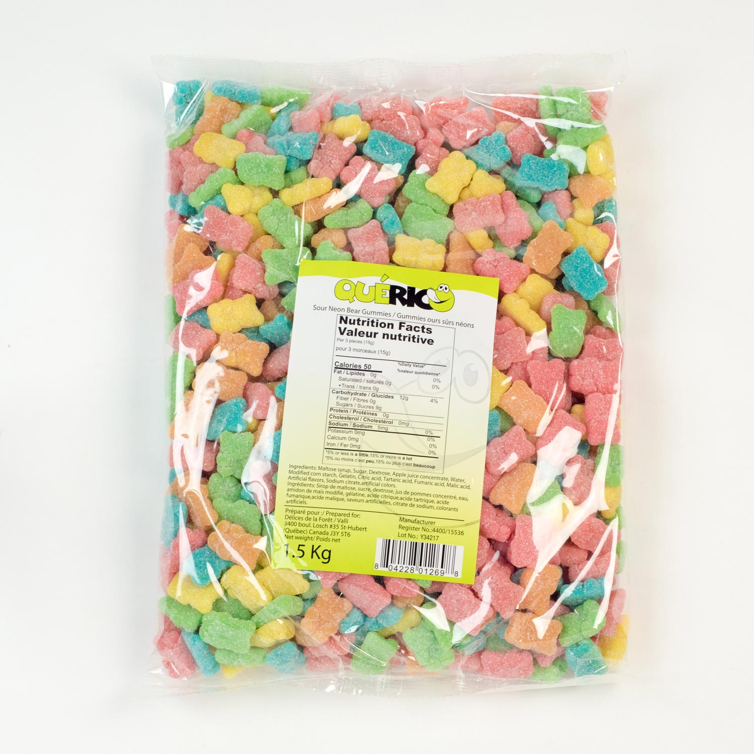 Neon Sour Bear Candy 1.5 kg