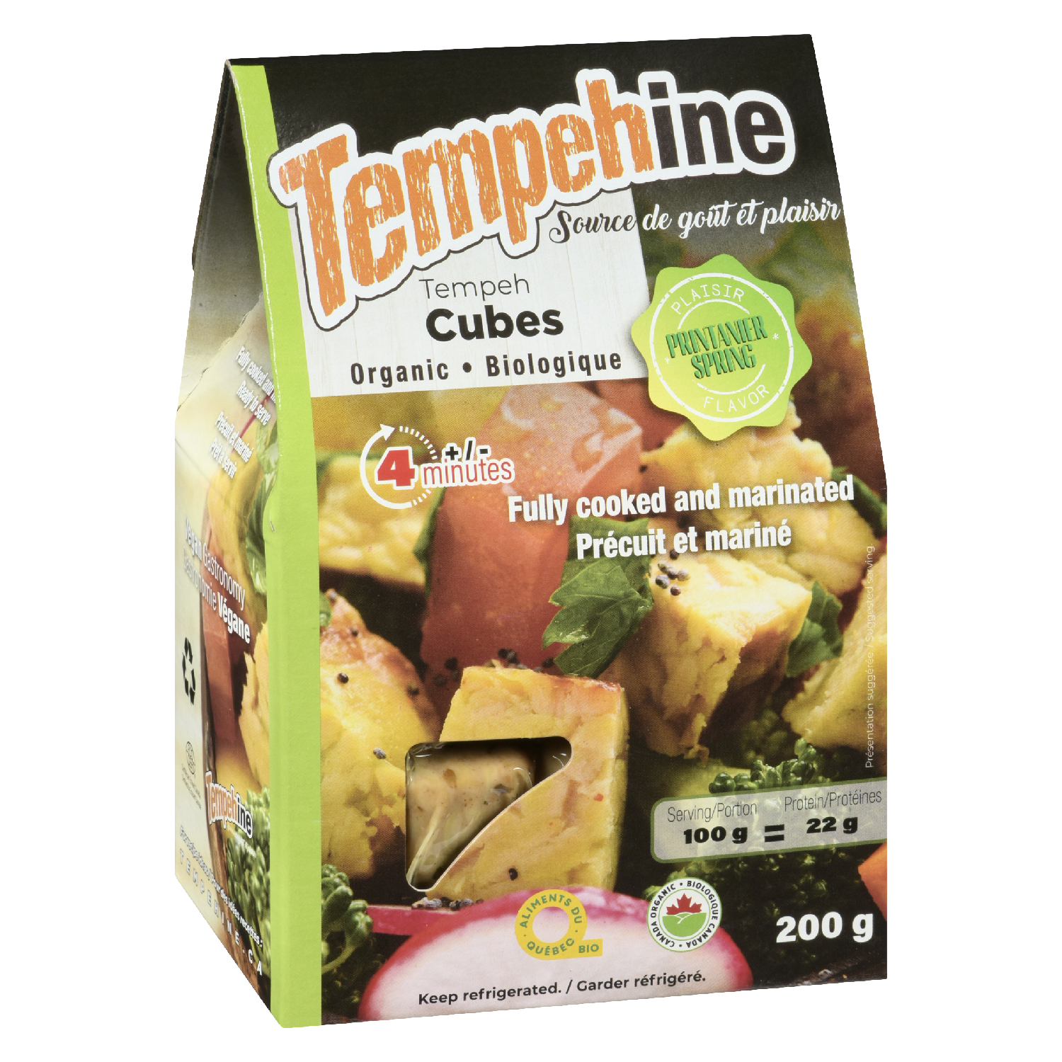 Spring Precooked Marinated Tempeh in Cubes 200 g