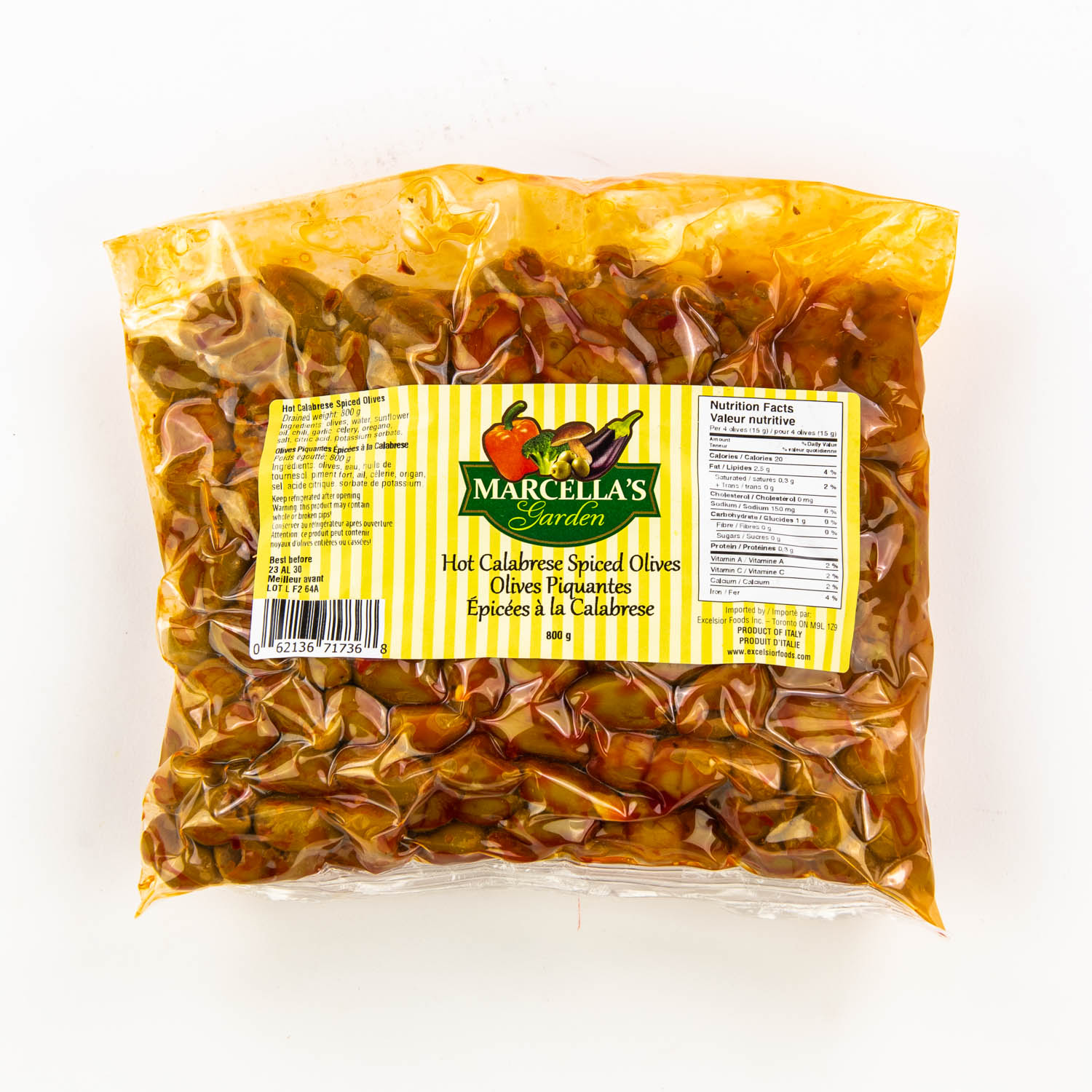 Calabrese Spicy Hot Olives 800 g