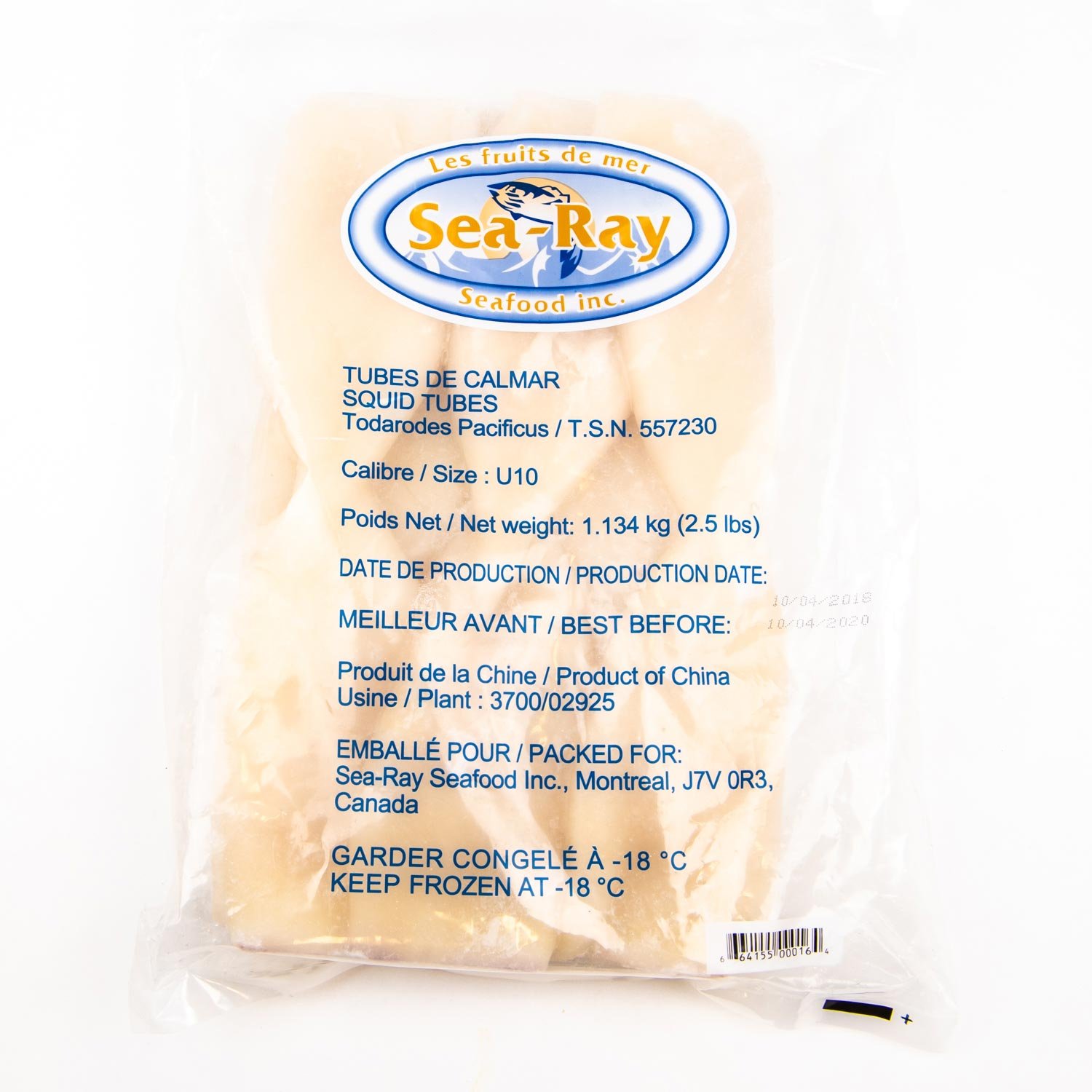 Frozen U10 Squid Tubes 2.5 lb