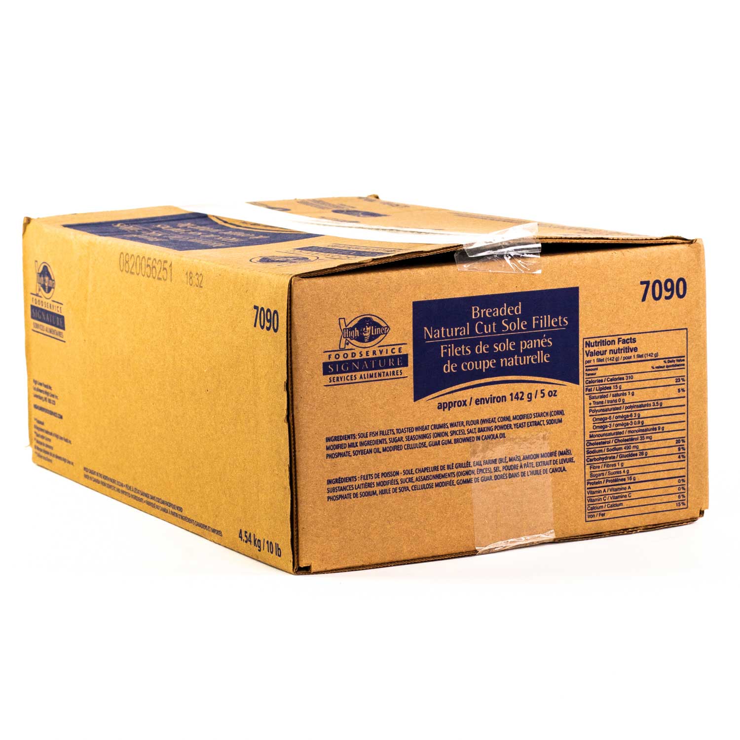 Frozen Cooked Breaded Sole Fillets 10 lb