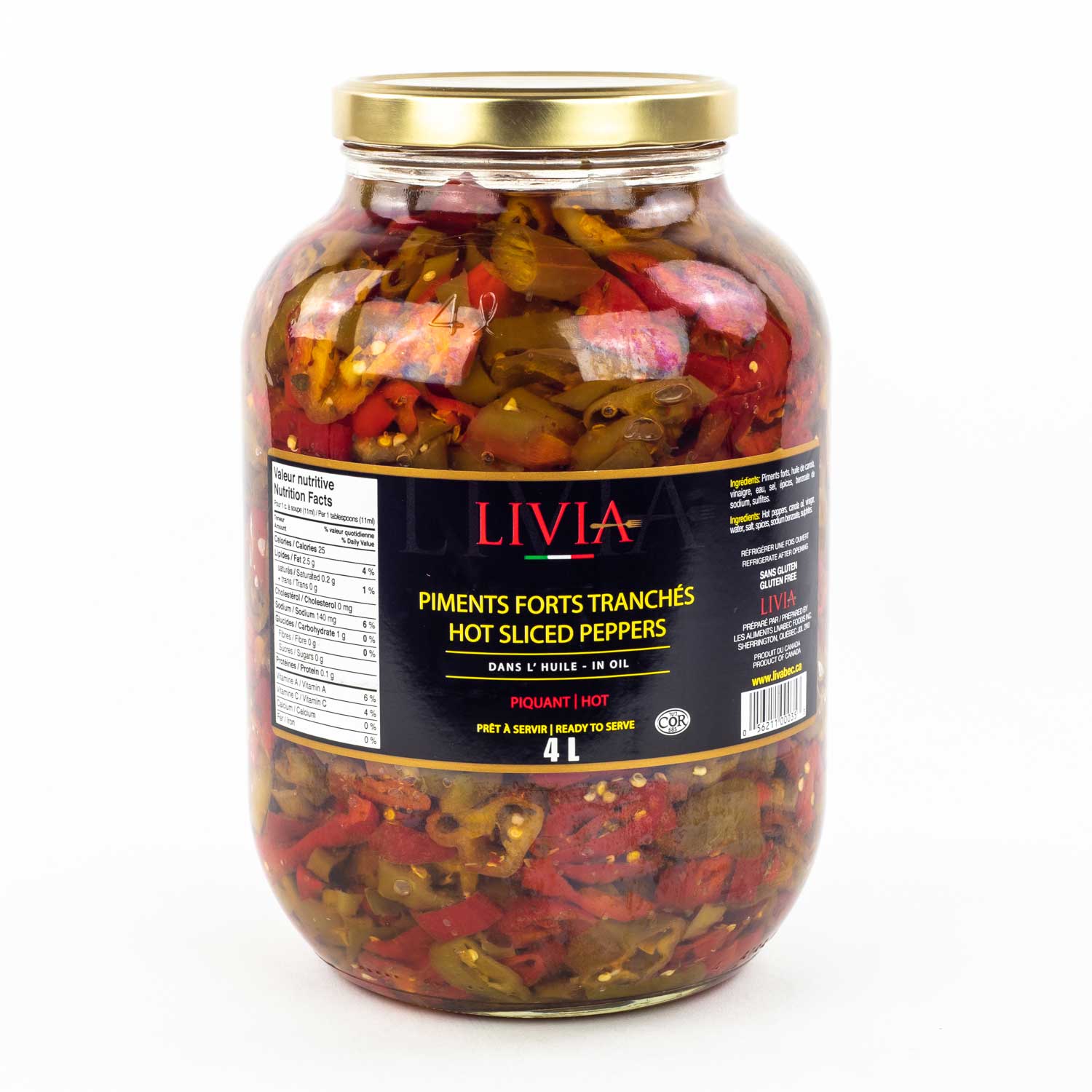 Hot Sliced Peppers in Oil 4 L
