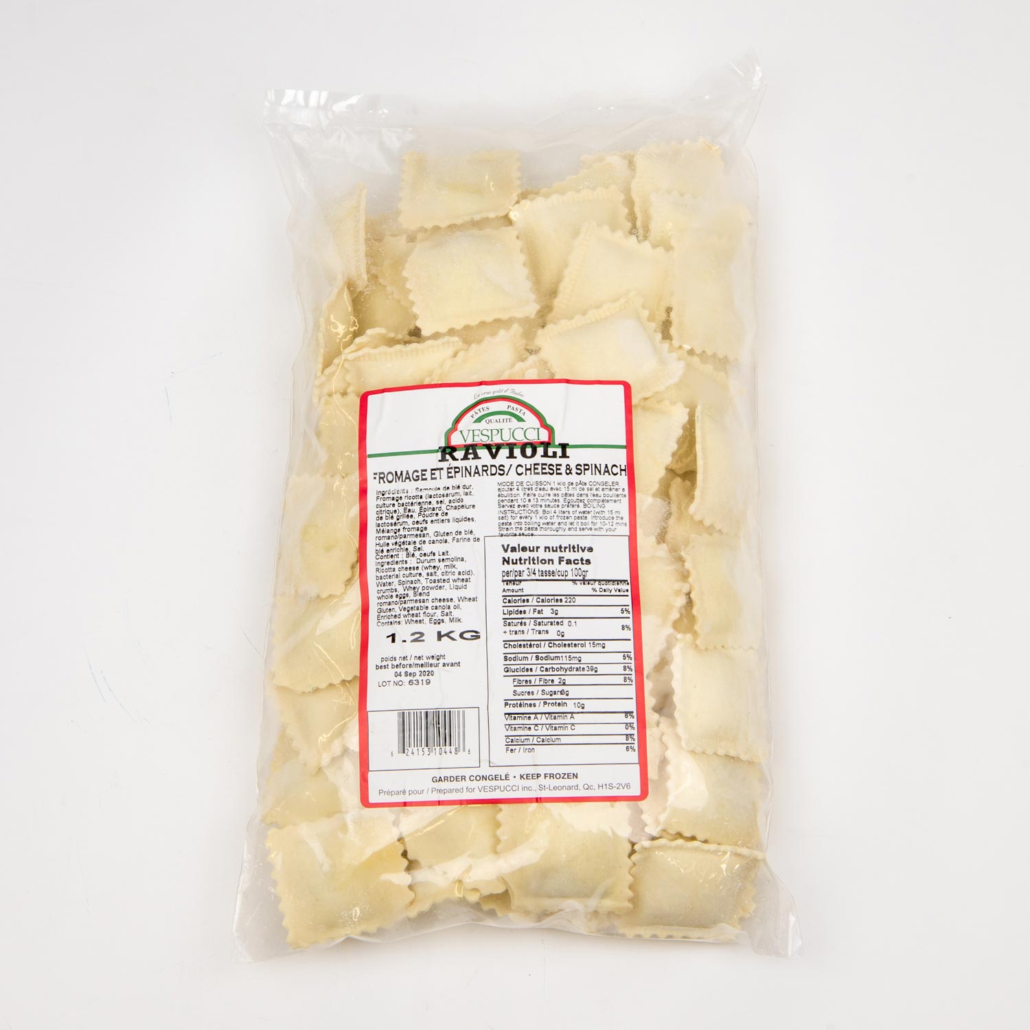 Frozen Cheese and Spinach Ravioli 1.2 kg