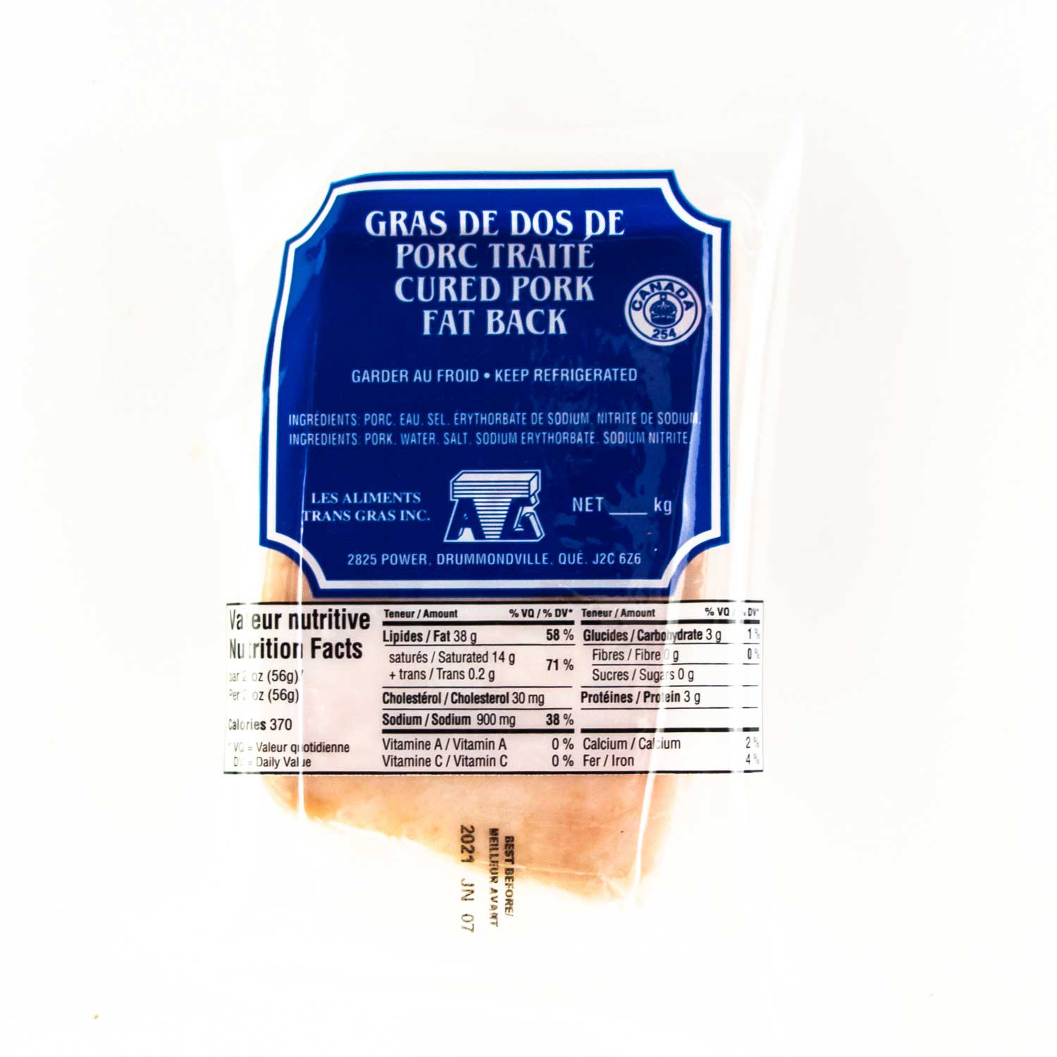 Fresh Salted Pork Fat Back