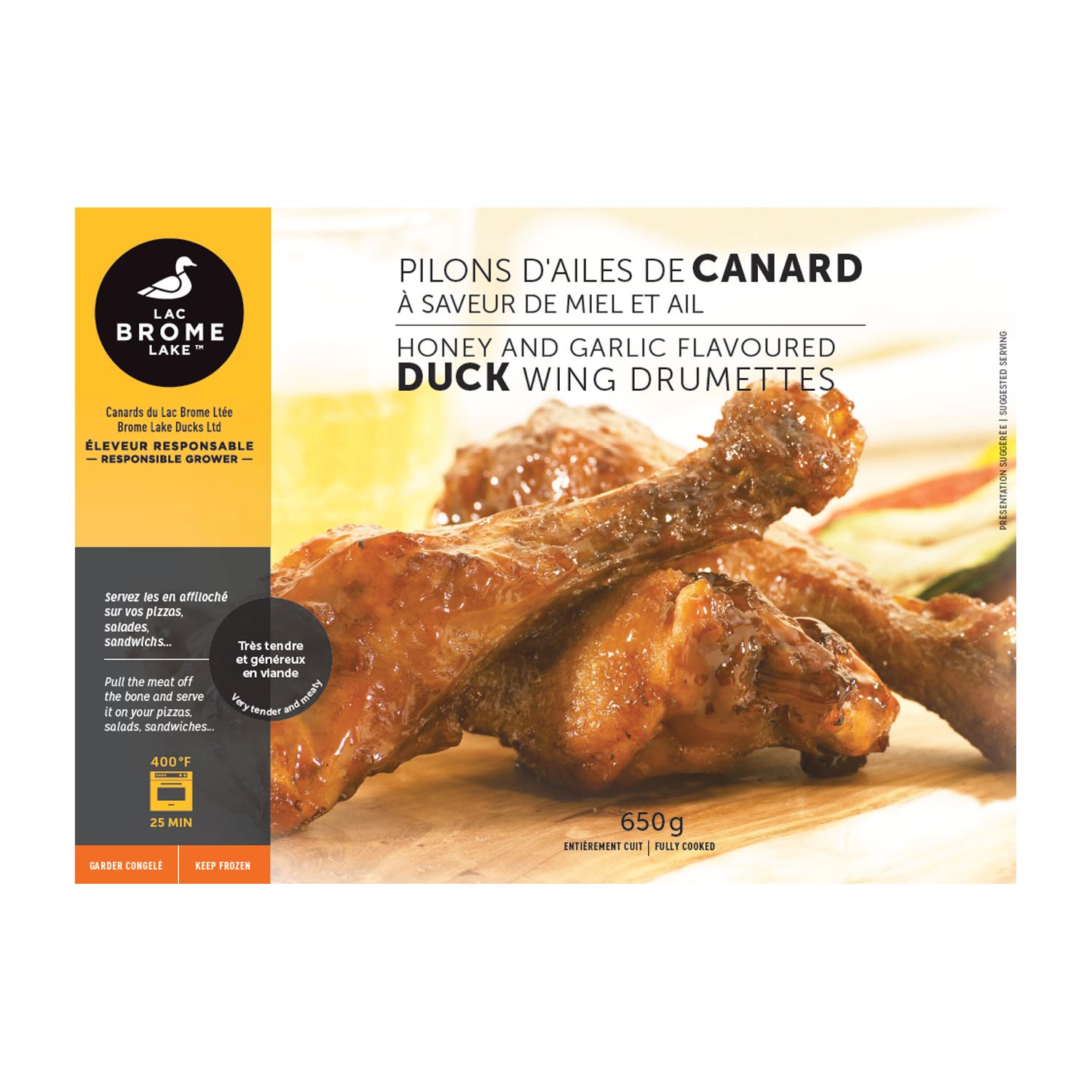Frozen Honey and Garlic Duck Wing Drumettes 650 g