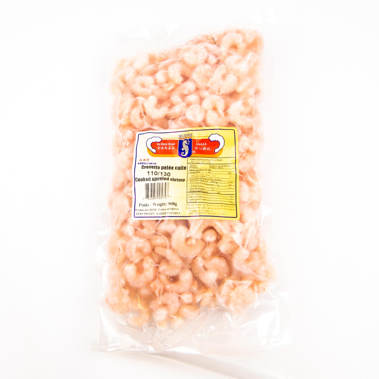 Frozen Cooked Peeled Shrimps 110/130 908 g