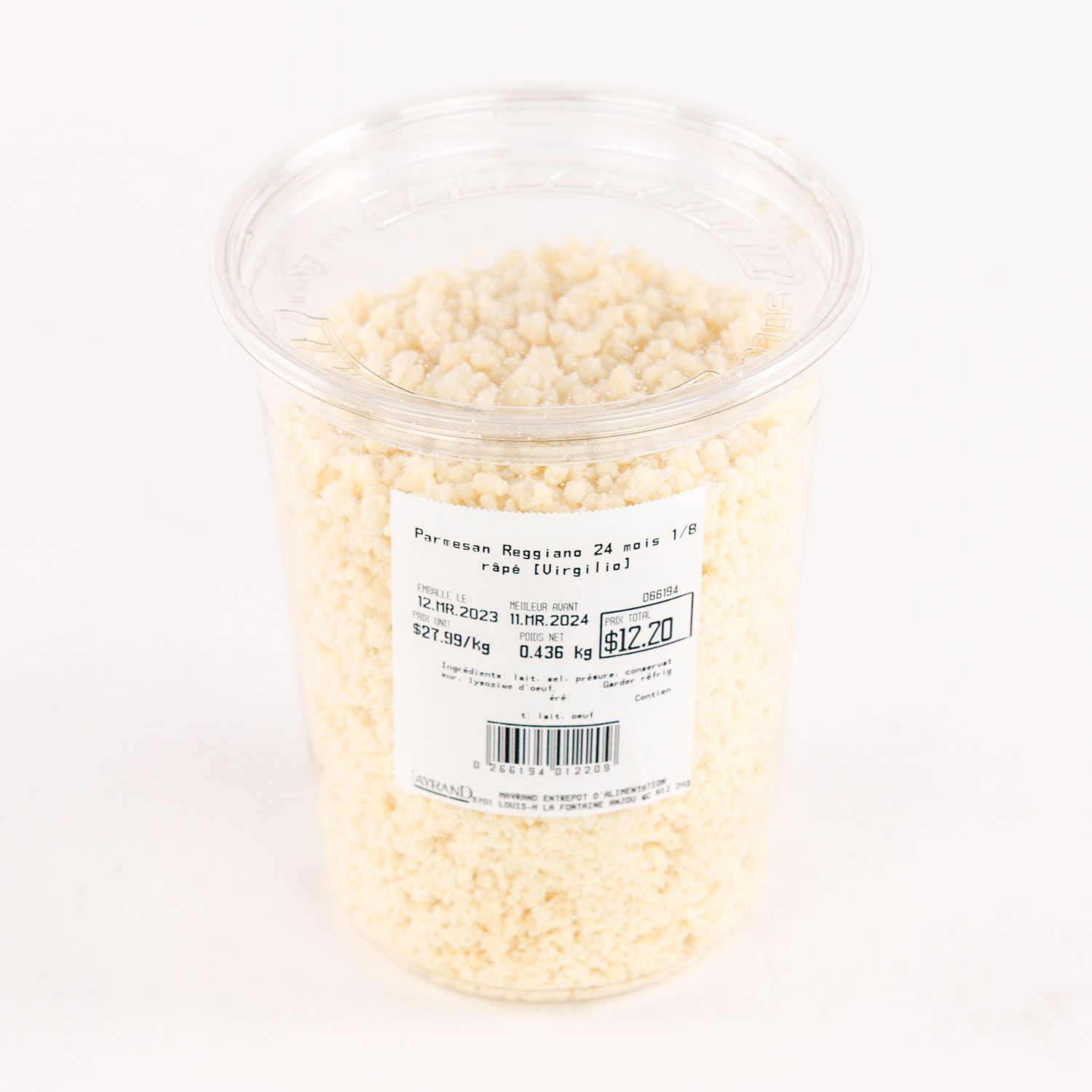 DPO Certified Reggiono Parmesan Cheese 24 Months 1/8 Wheel Grated