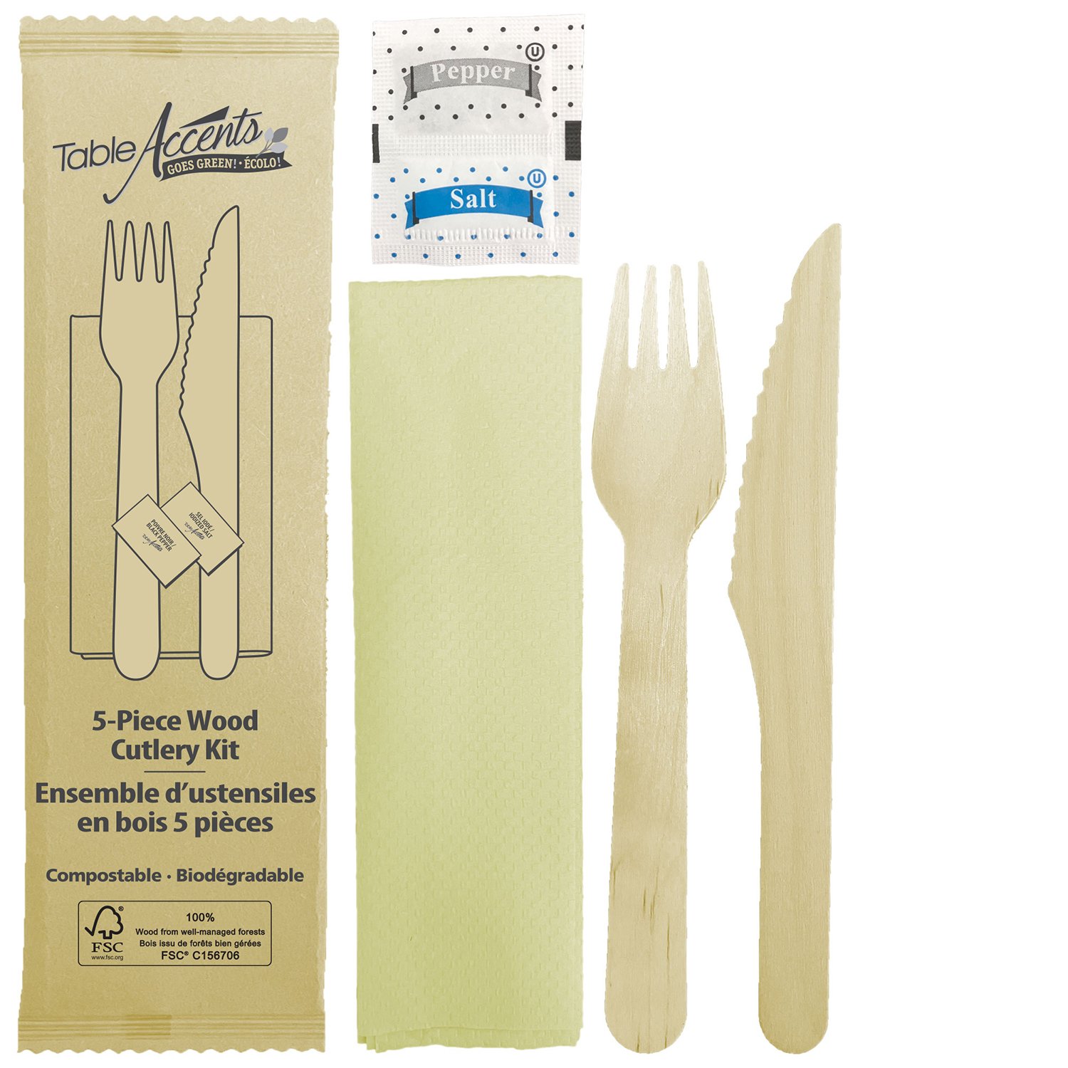 Wood Birch Cutlery Kit 5-pieces x250