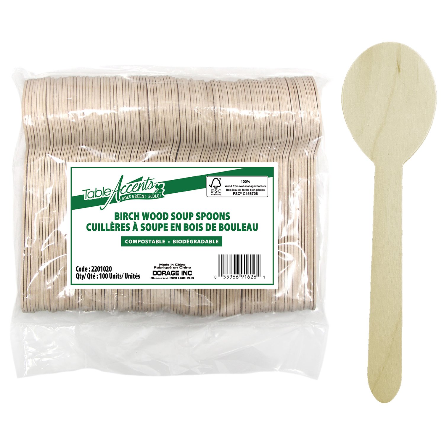 Birch Wood Soup Spoon x100