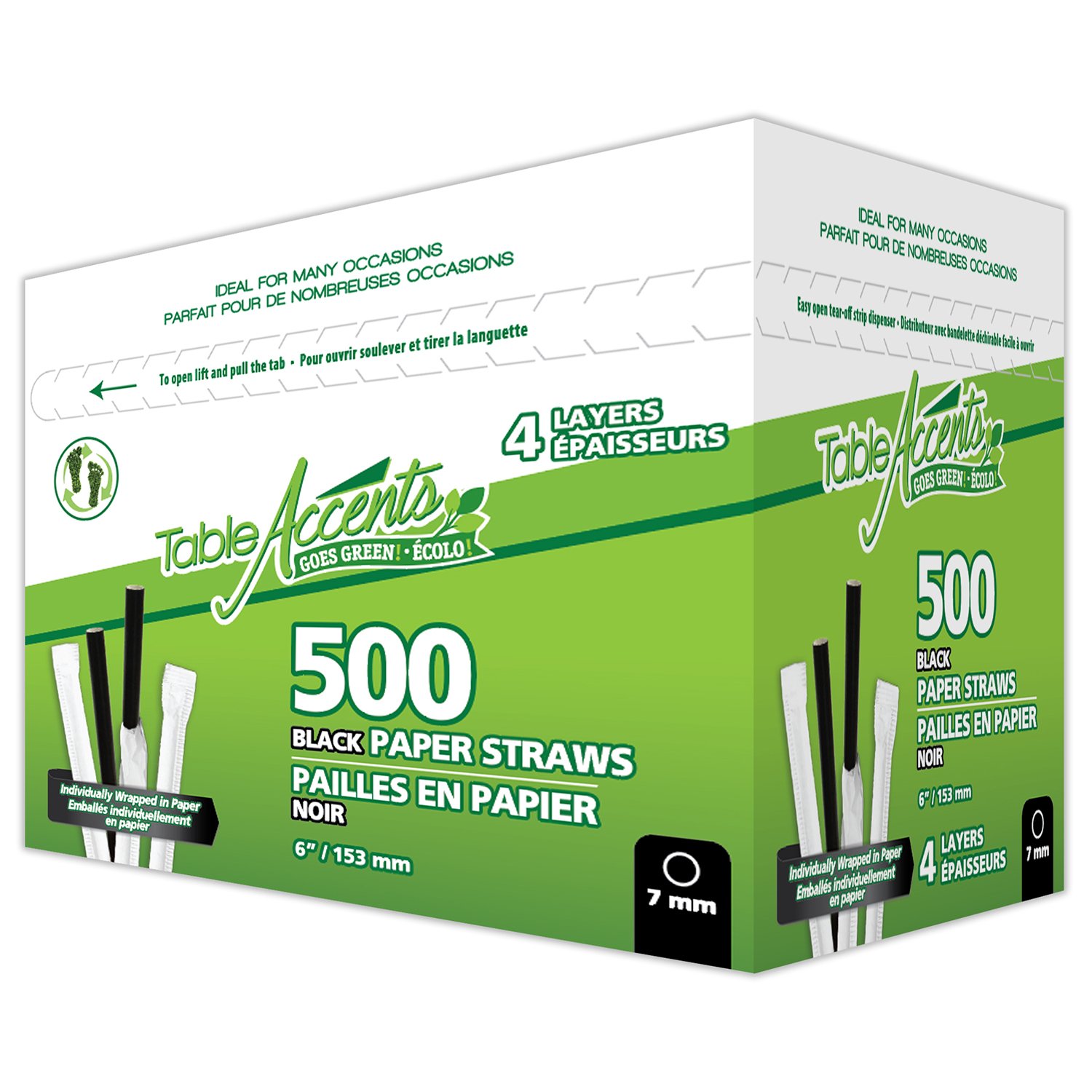 Paille papier noir emb. ind. 6'' x500