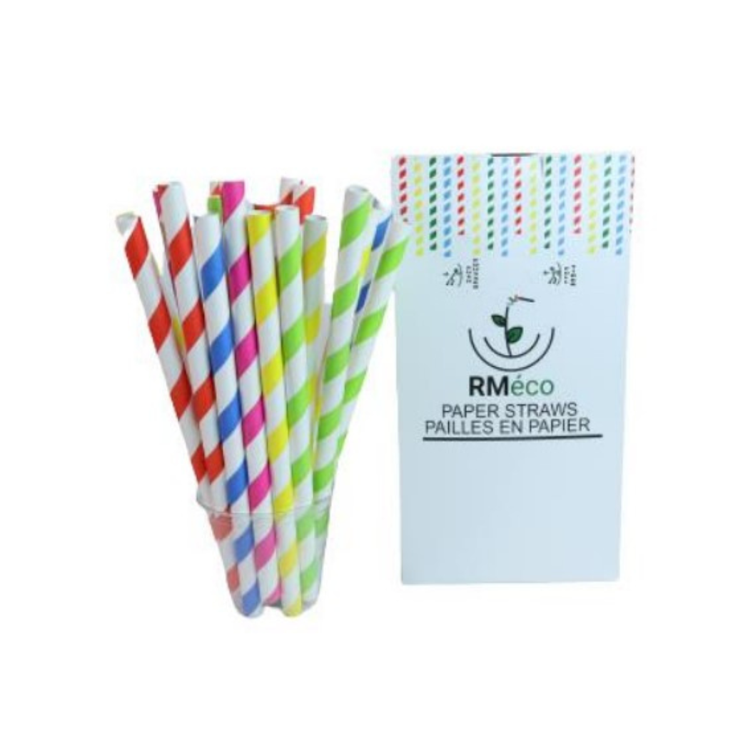 Paille papier pour slush rayée 10mm 10