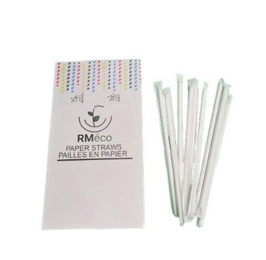 Paille papier milkshake blanche env. 8mm 10