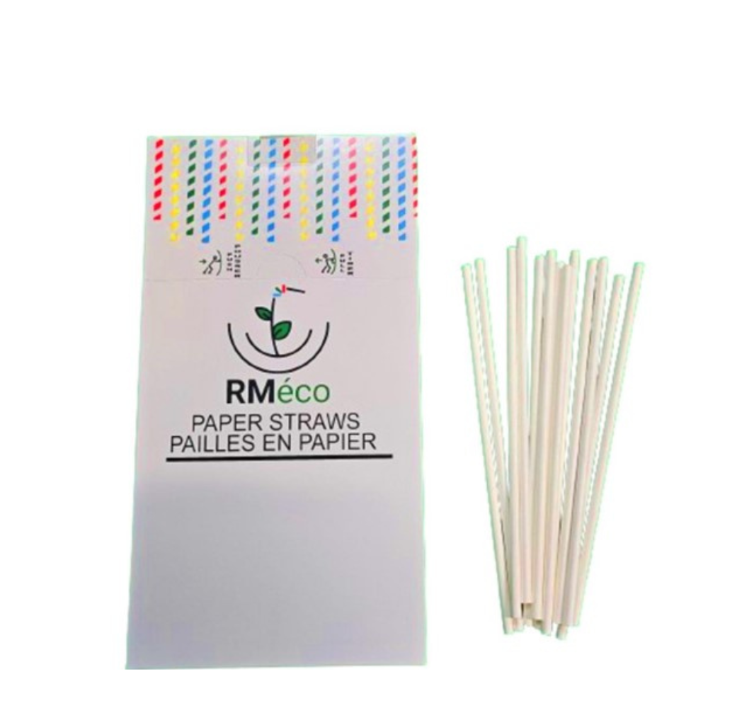 Paille papier milkshake blanche 8mm 10