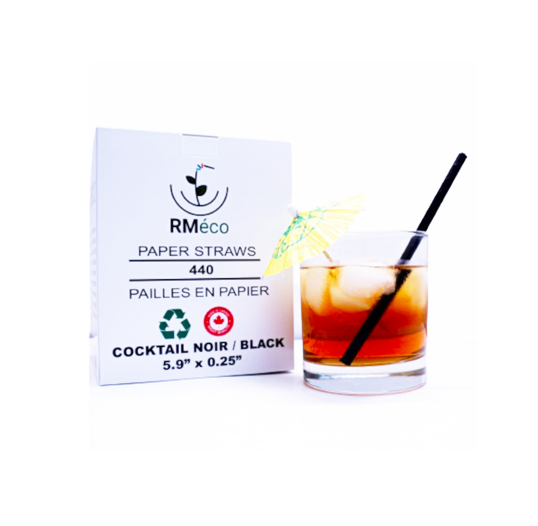 Pailles en papier cocktail noire 6mm 5.9