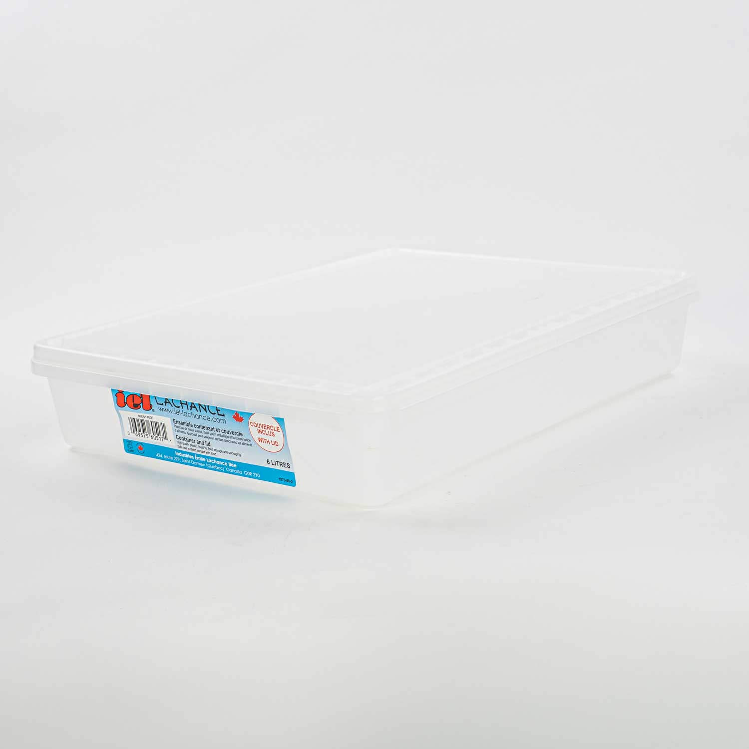 Contenant rectangulaire avec couvercle 6 L