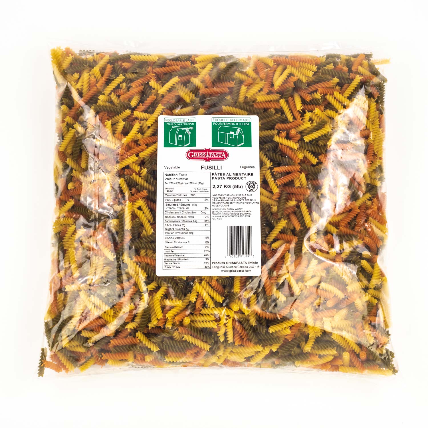 Pâtes fusilli aux légumes 5 lb