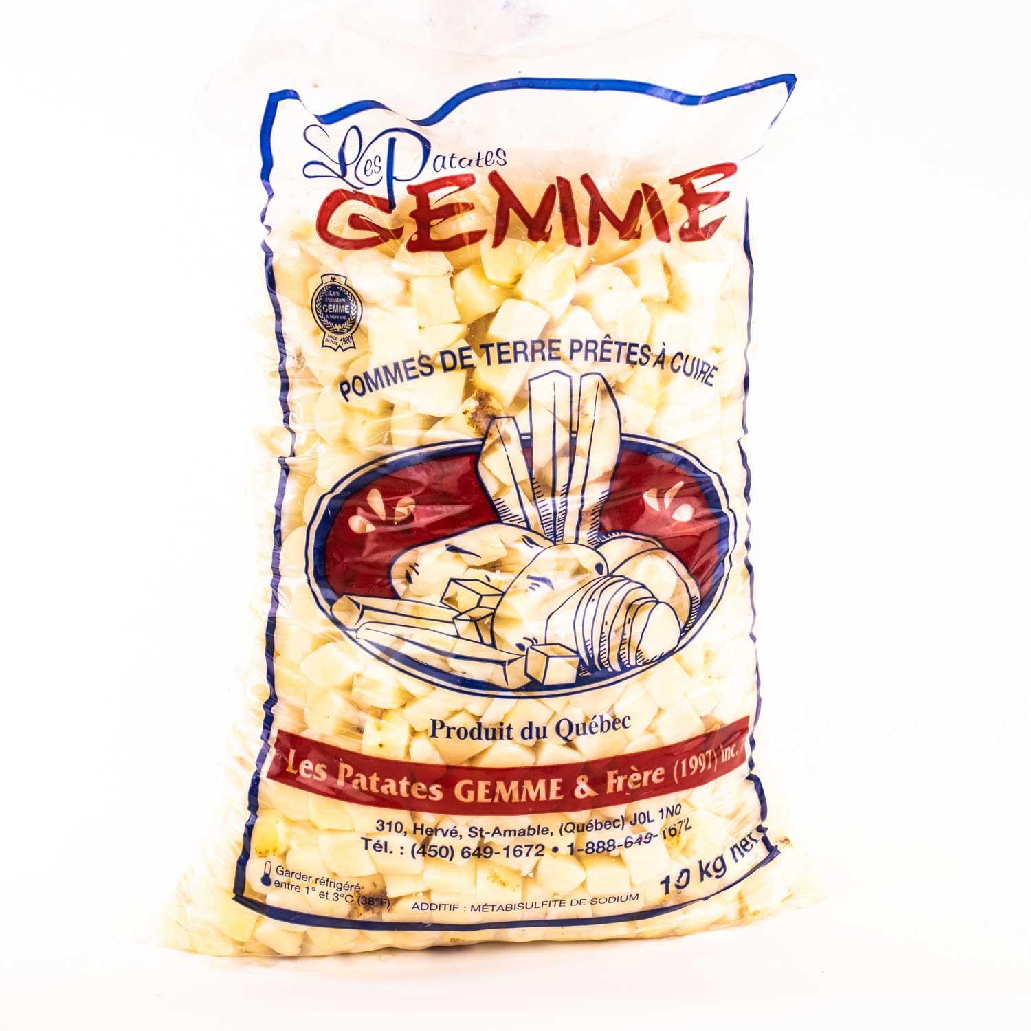 Pomme de terre pelée en cube 10 kg
