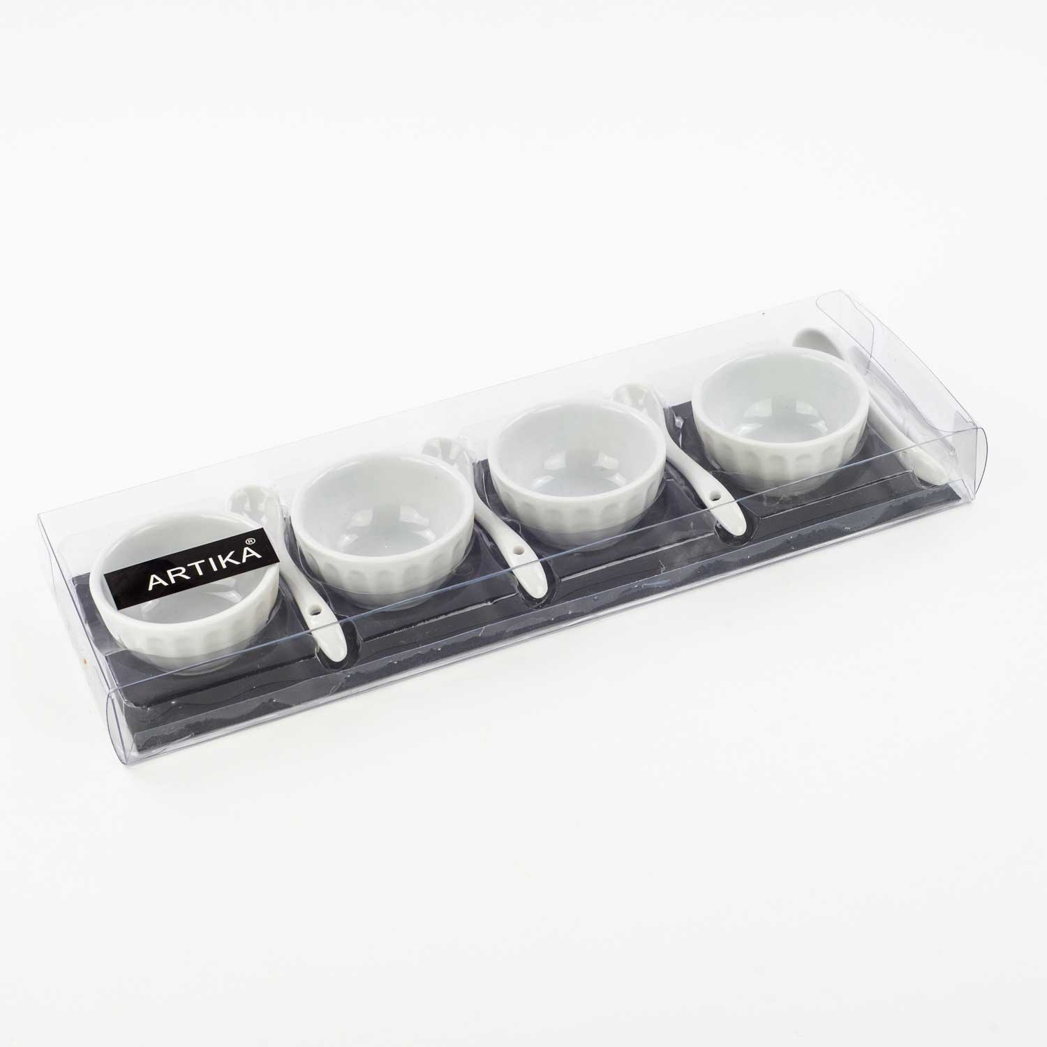 Bol à hors-d'oeuvre rond avec cuillère en porcelaine 2,25'' x4