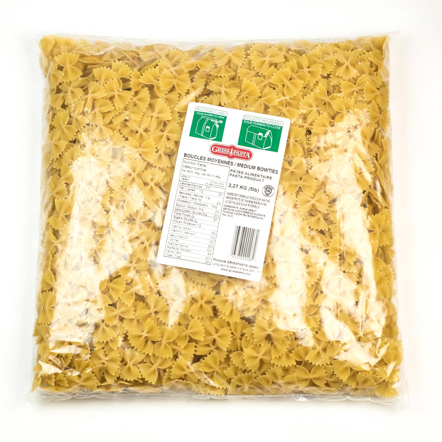 Pâtes boucles taille moyen 5 lb