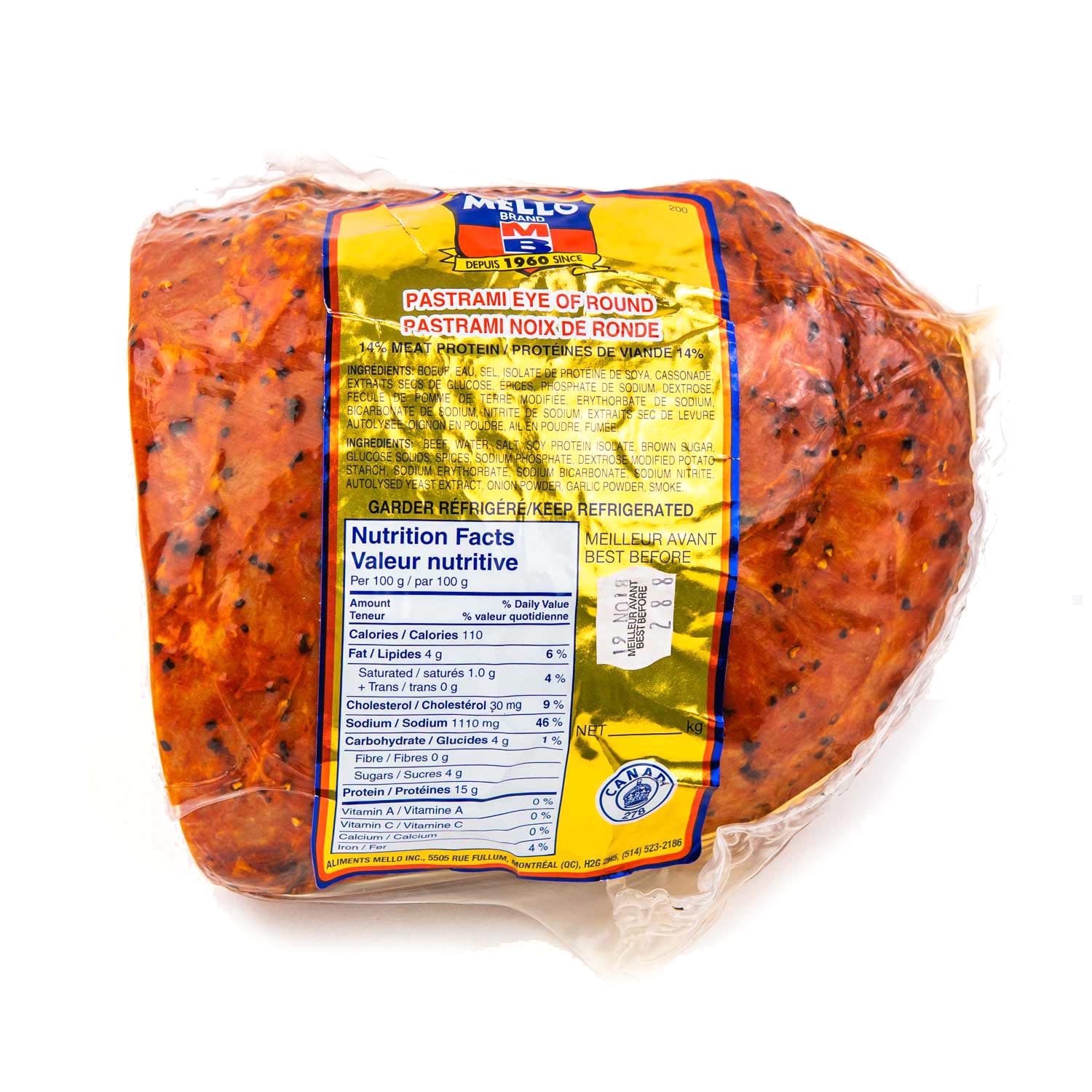 Demi pastrami oeil de ronde 1,5 à 2,5 kg