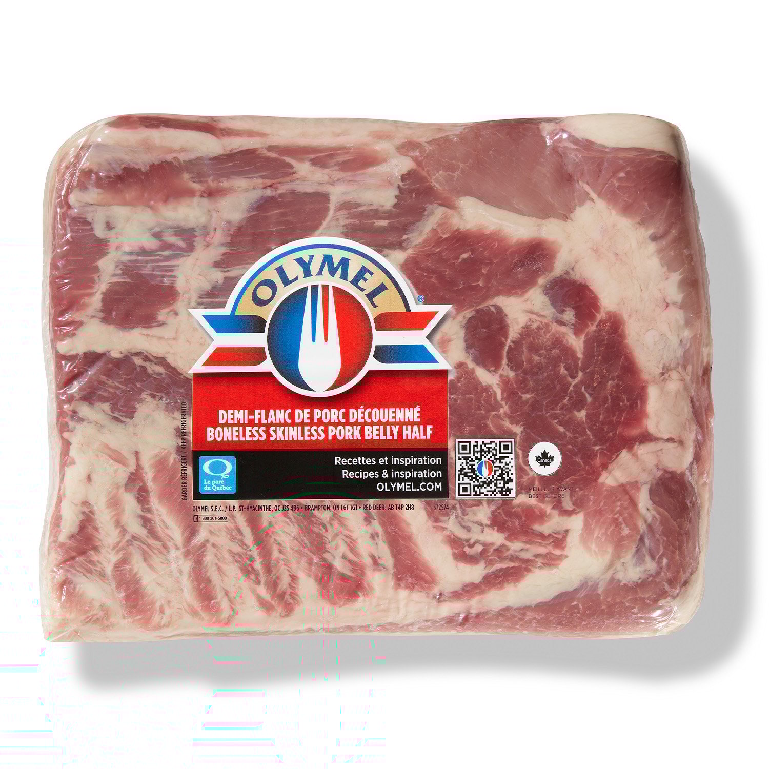 Demi-flanc de porc découenné sous vide frais